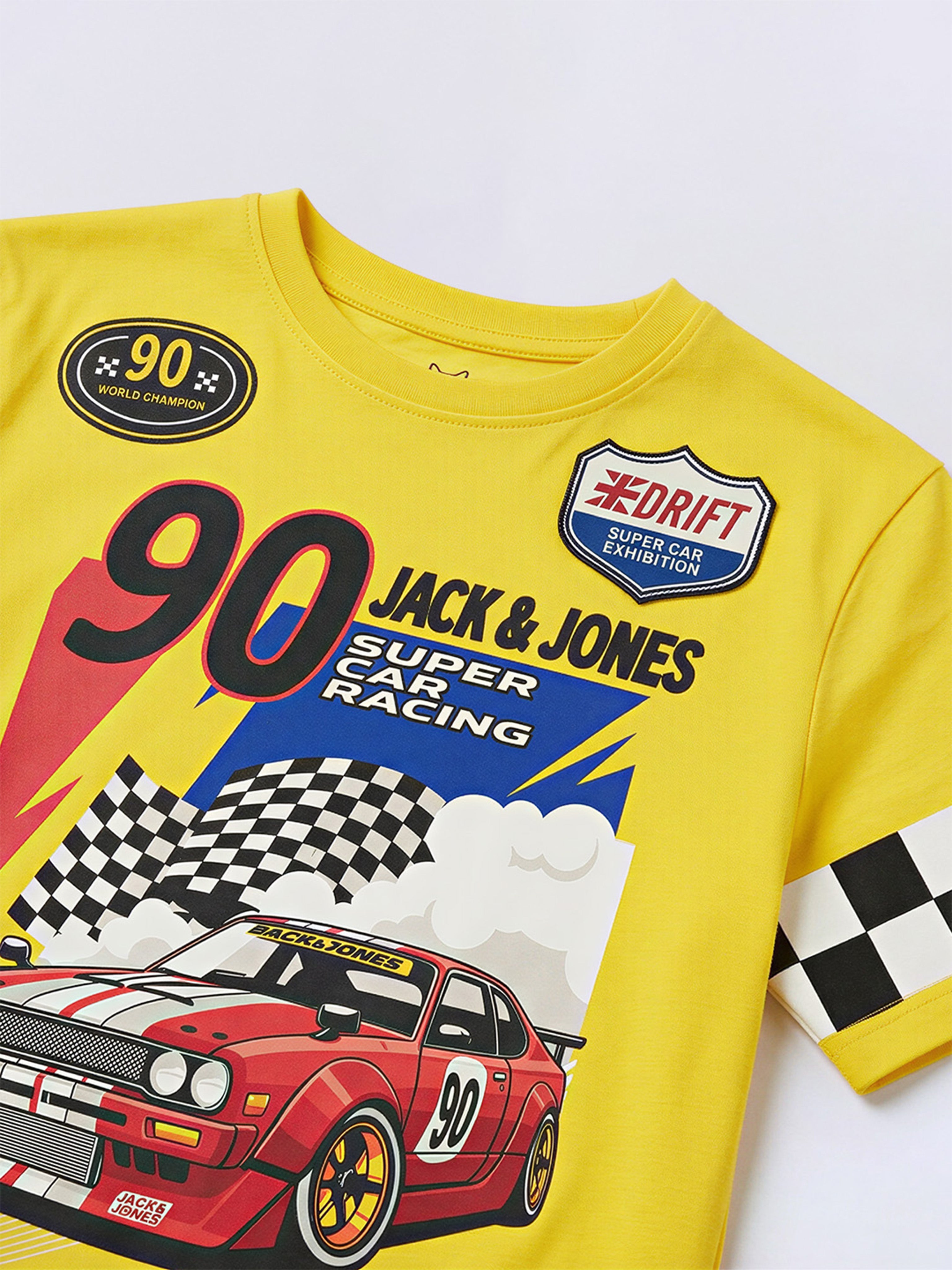 Boys Yellow Racer Print T-shirt