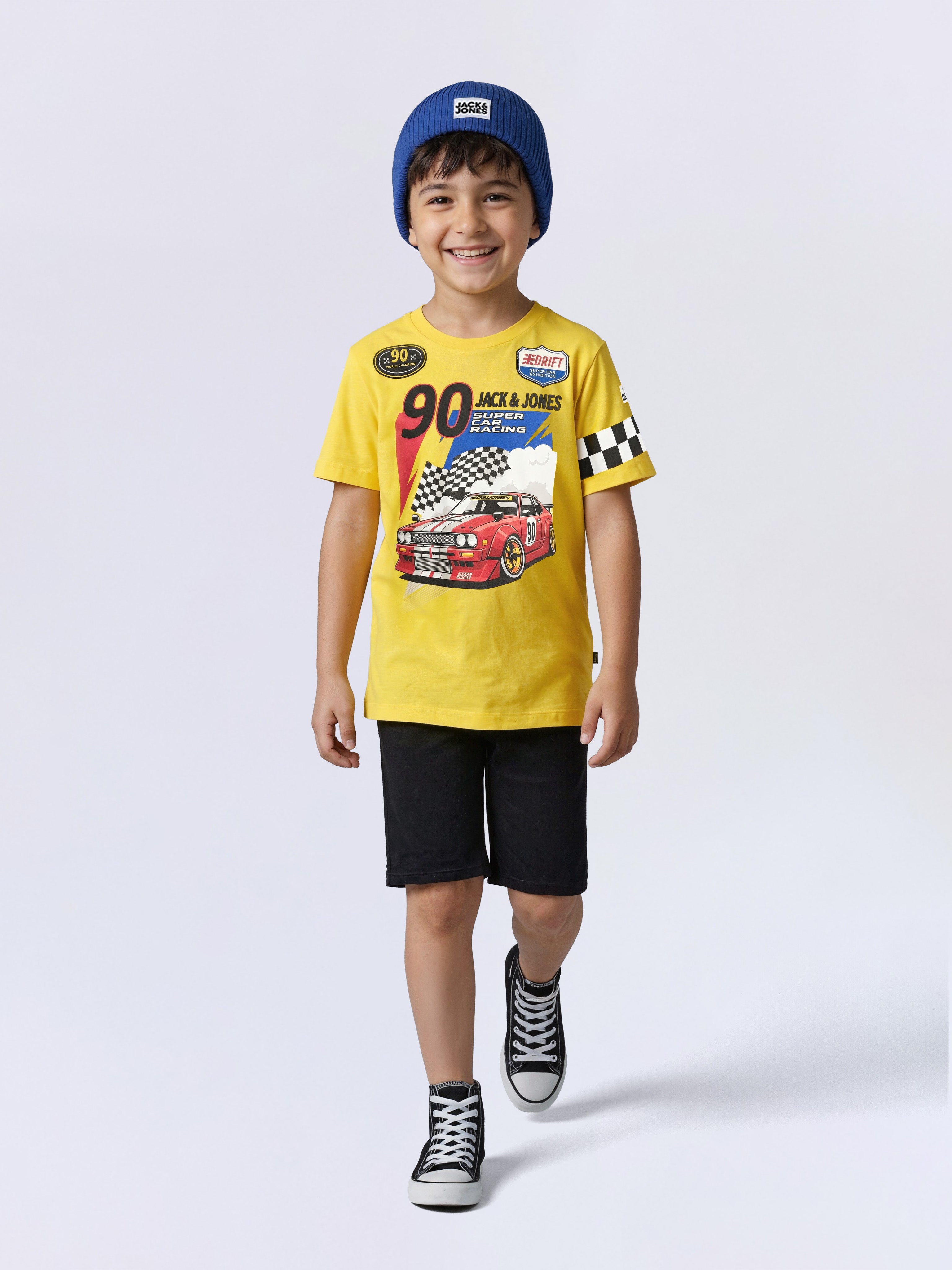 Boys Yellow Racer Print T-shirt