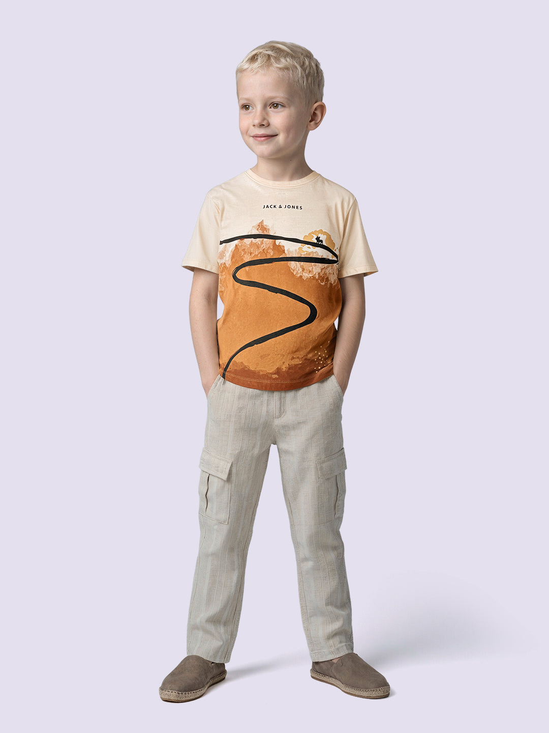 Boys Cream Printed Oversized T-shirt