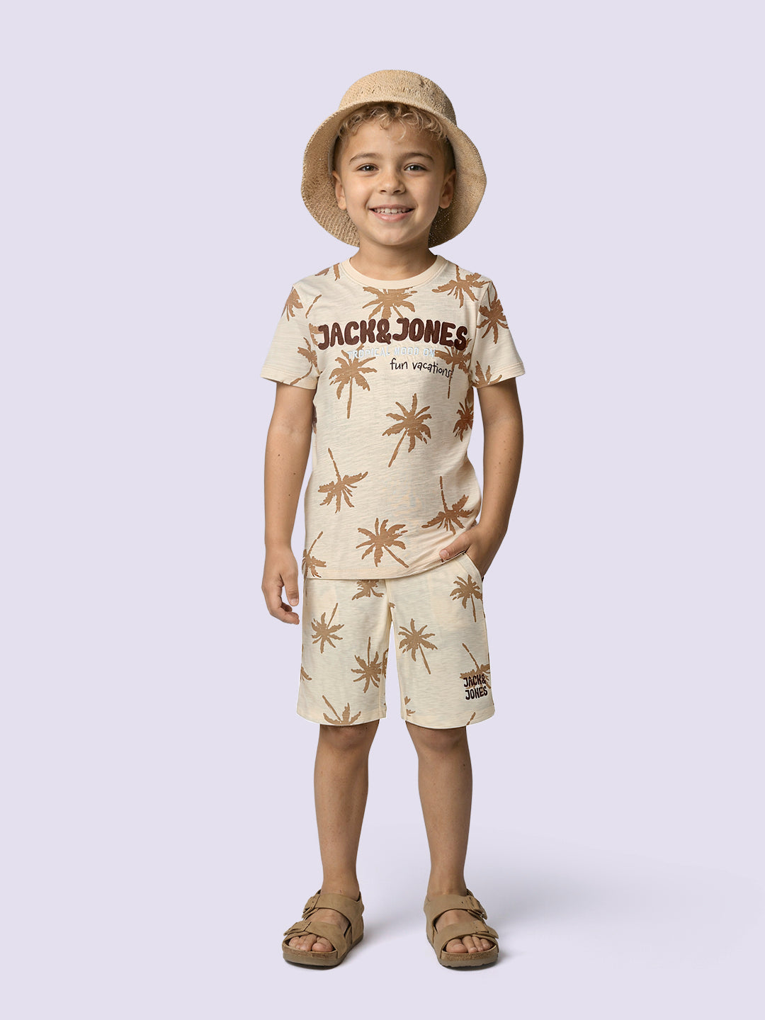 Boys Palm Tree Print Cotton T-shirt