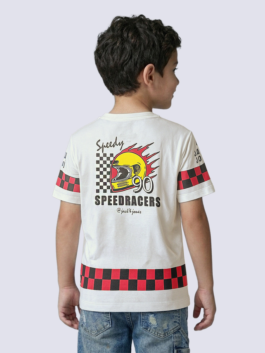 Boys Motorsport Inspired Oversized T-shirt - White