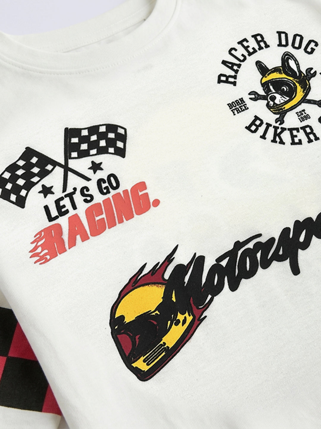 Boys Motorsport Inspired Oversized T-shirt - White