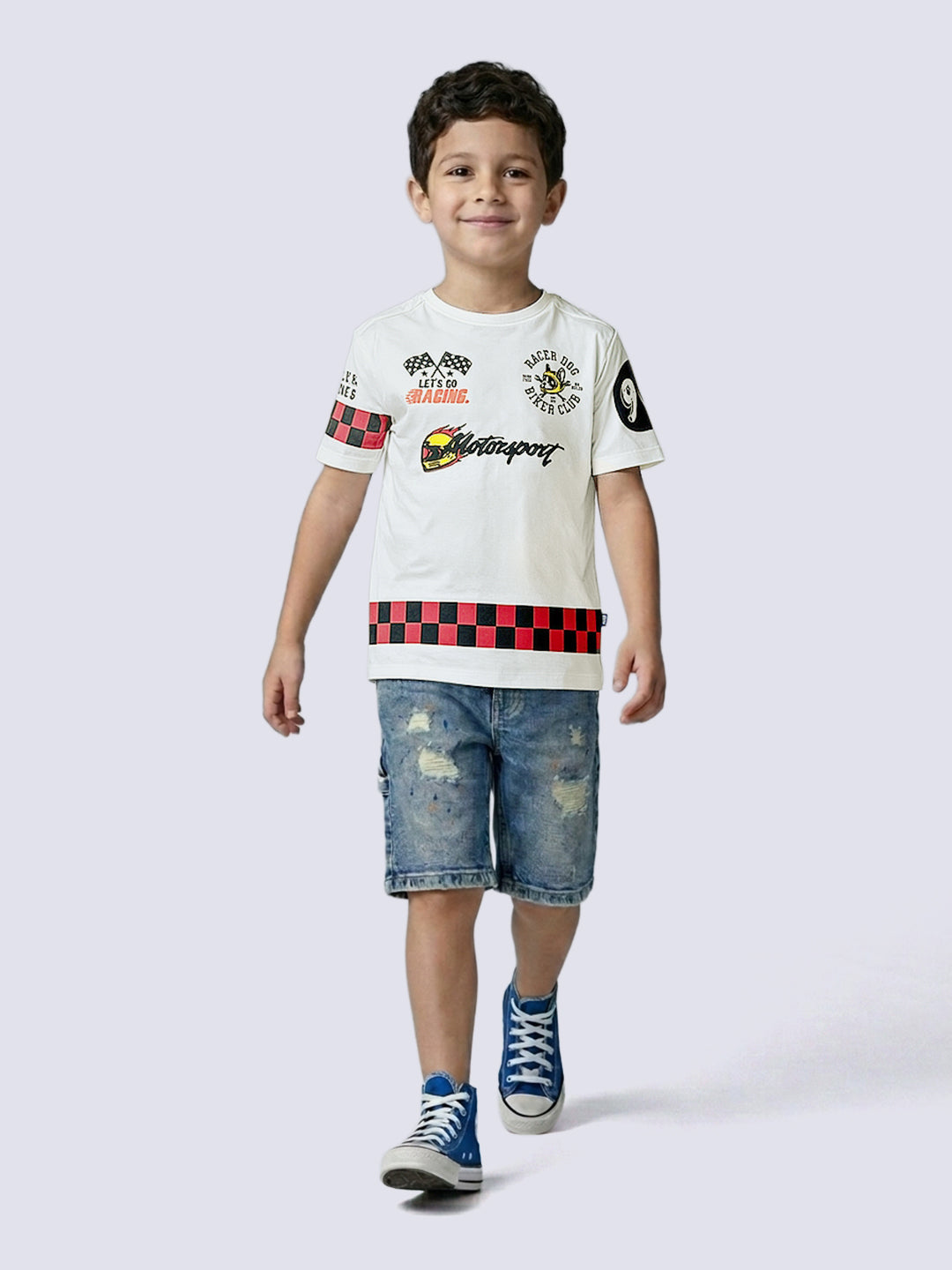 Boys Motorsport Inspired Oversized T-shirt - White