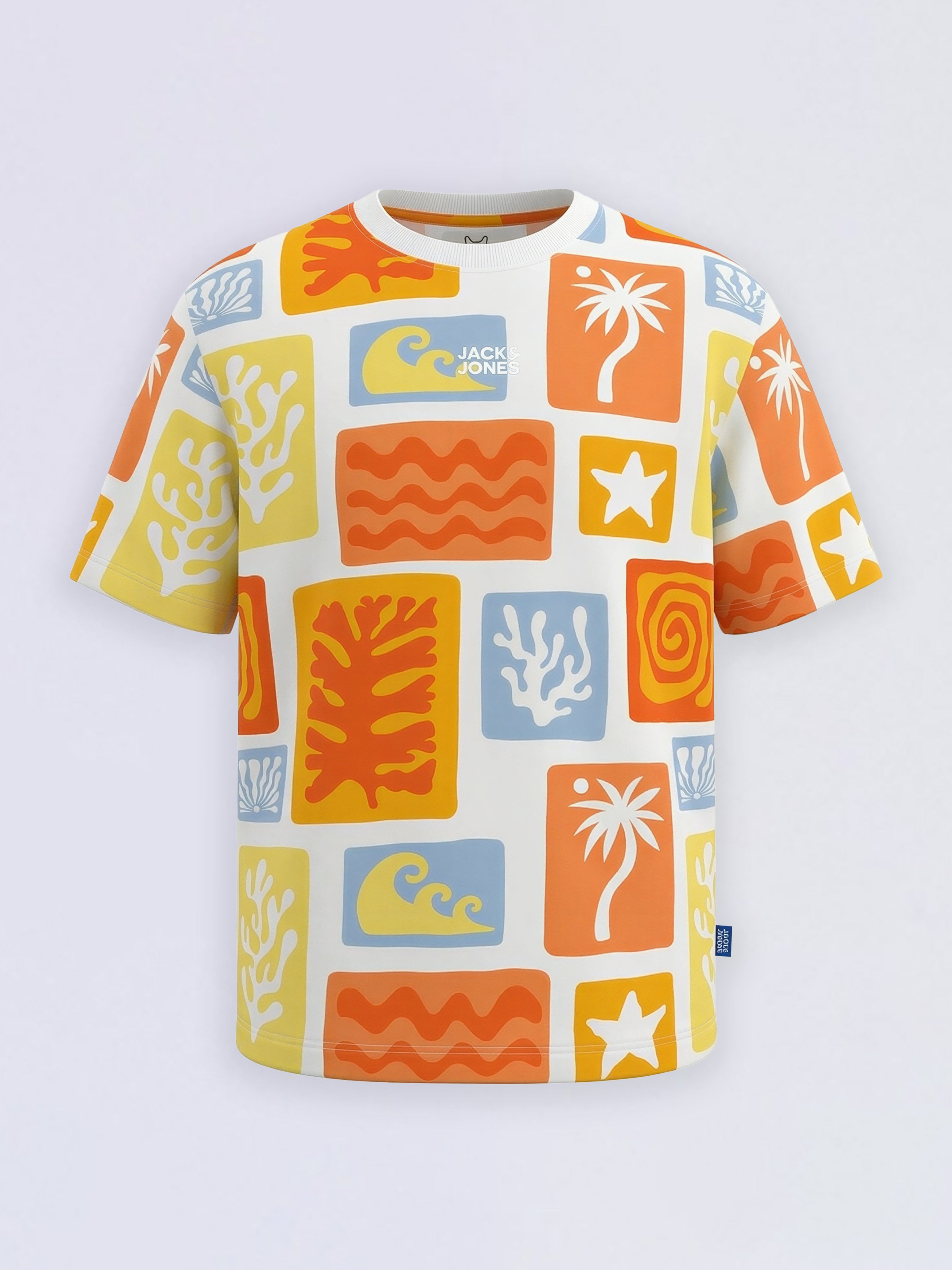 Boys Orange Printed Oversized T-shirt