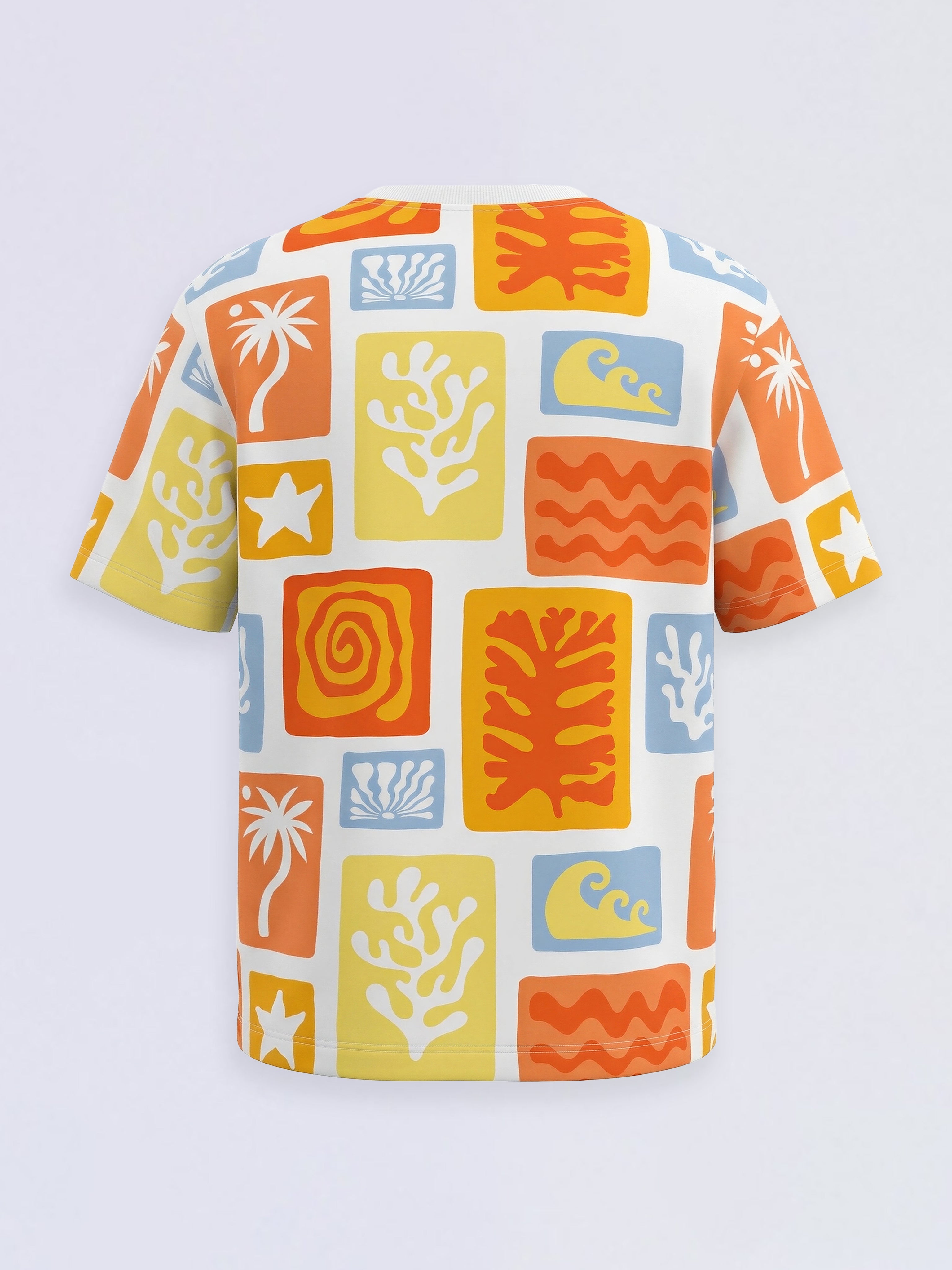 Boys Orange Printed Oversized T-shirt