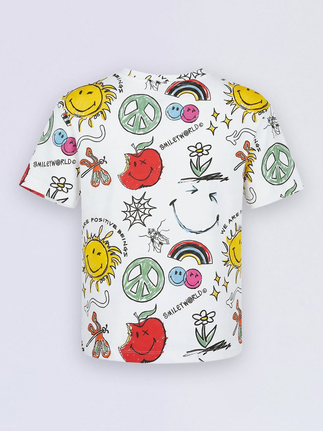 Boys White Smiley Print T-shirt