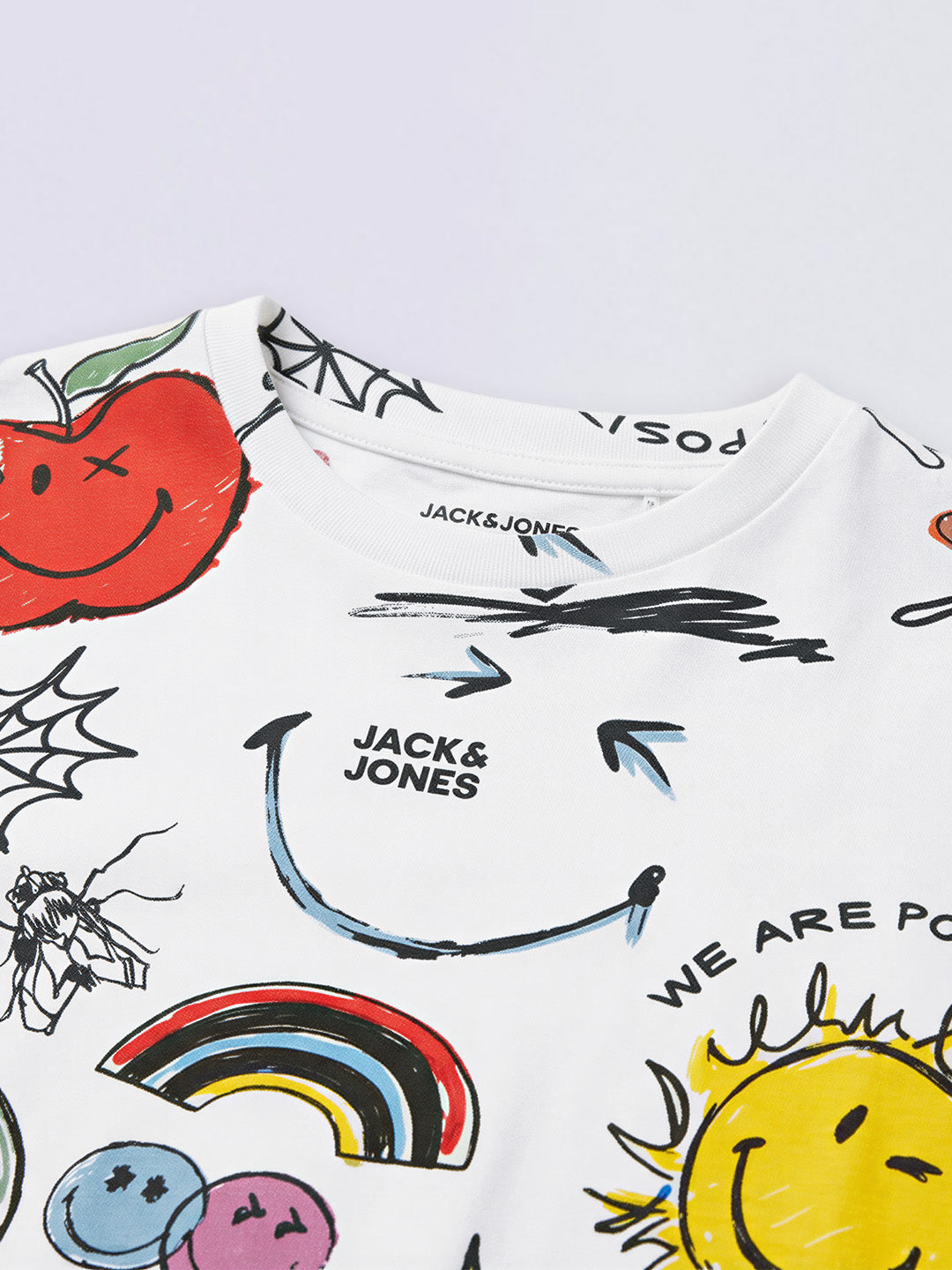 Boys White Smiley Print T-shirt