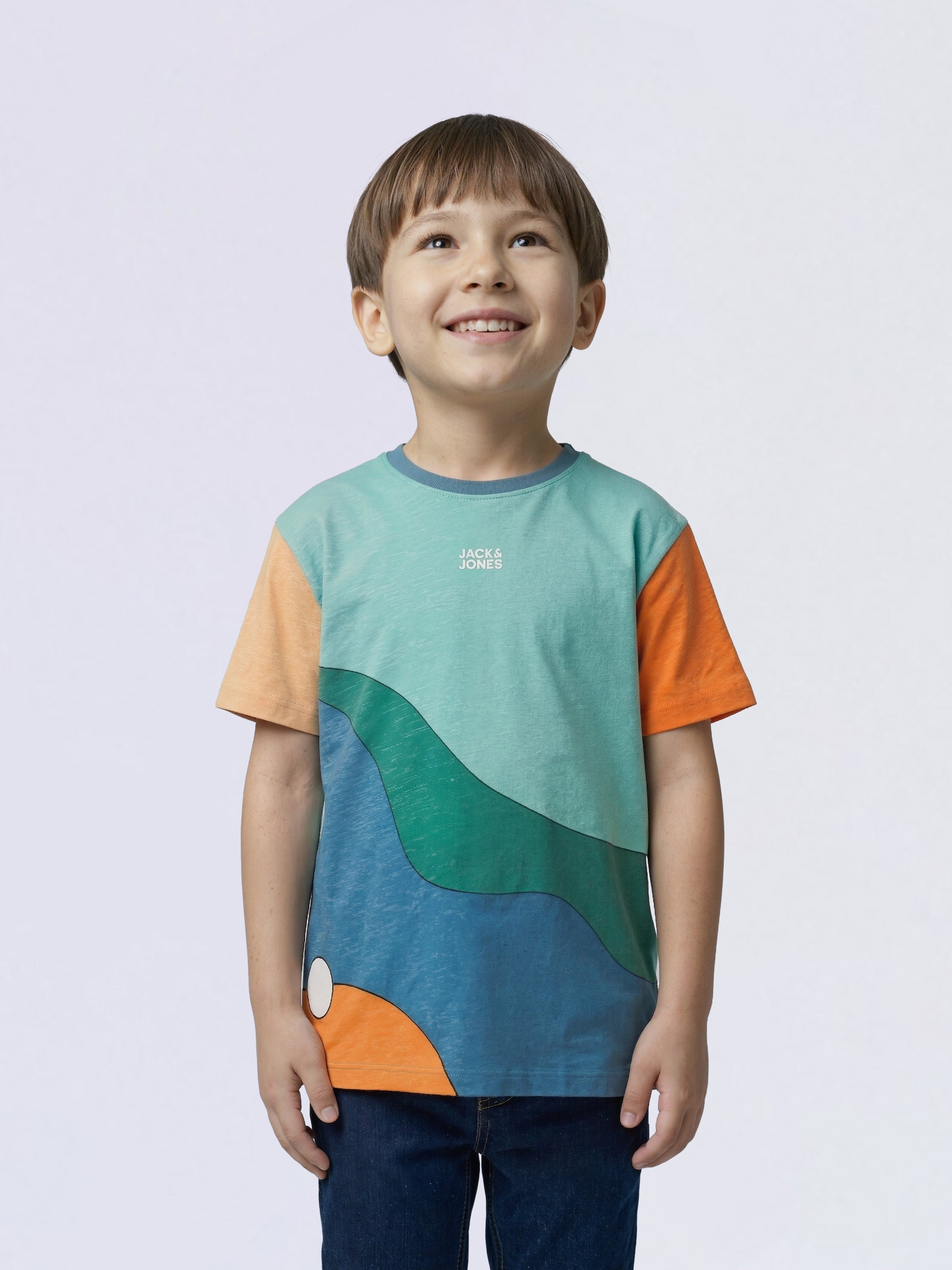 Boys Green Colourblocked T-shirt