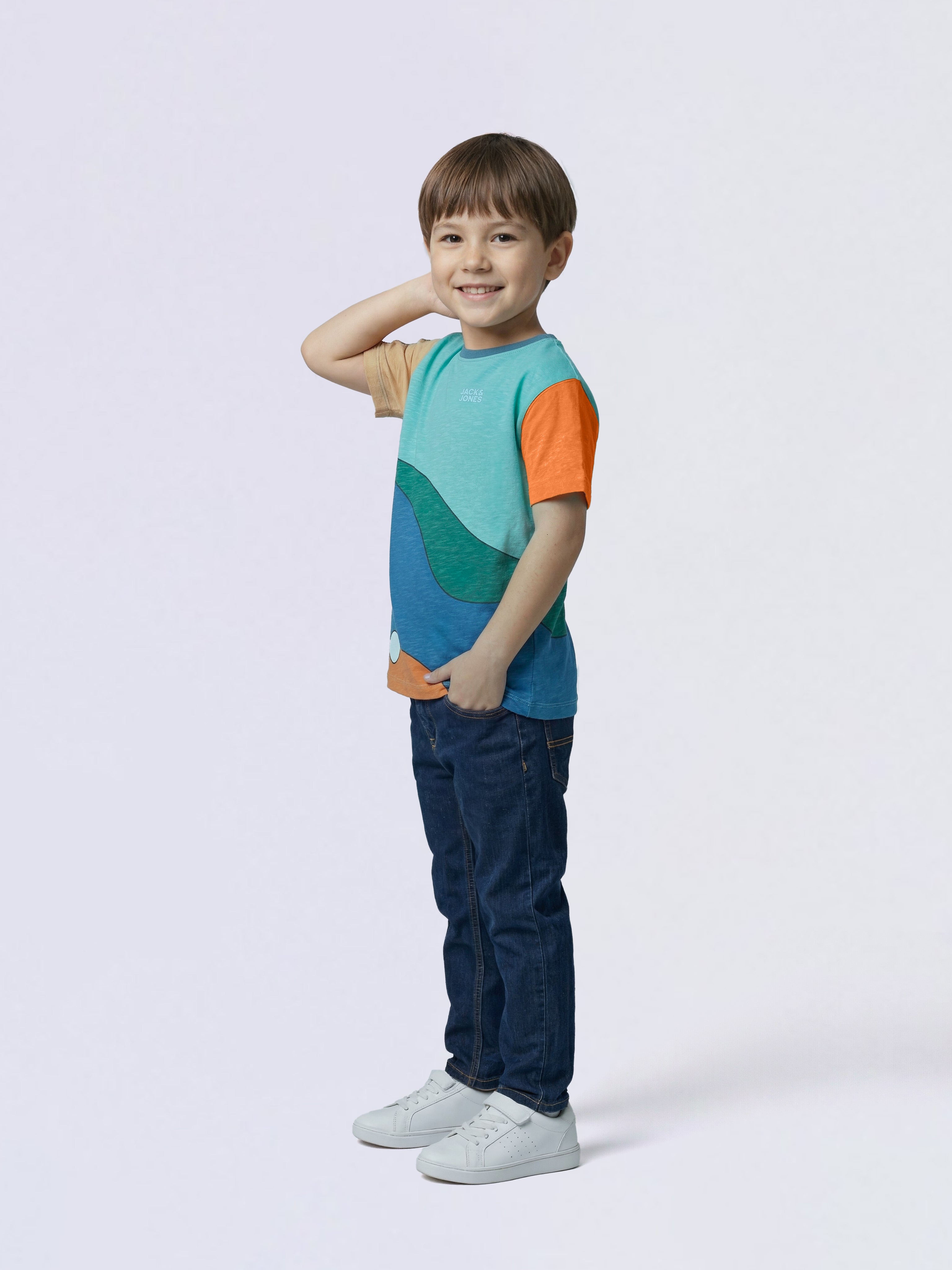 Boys Green Colourblocked T-shirt