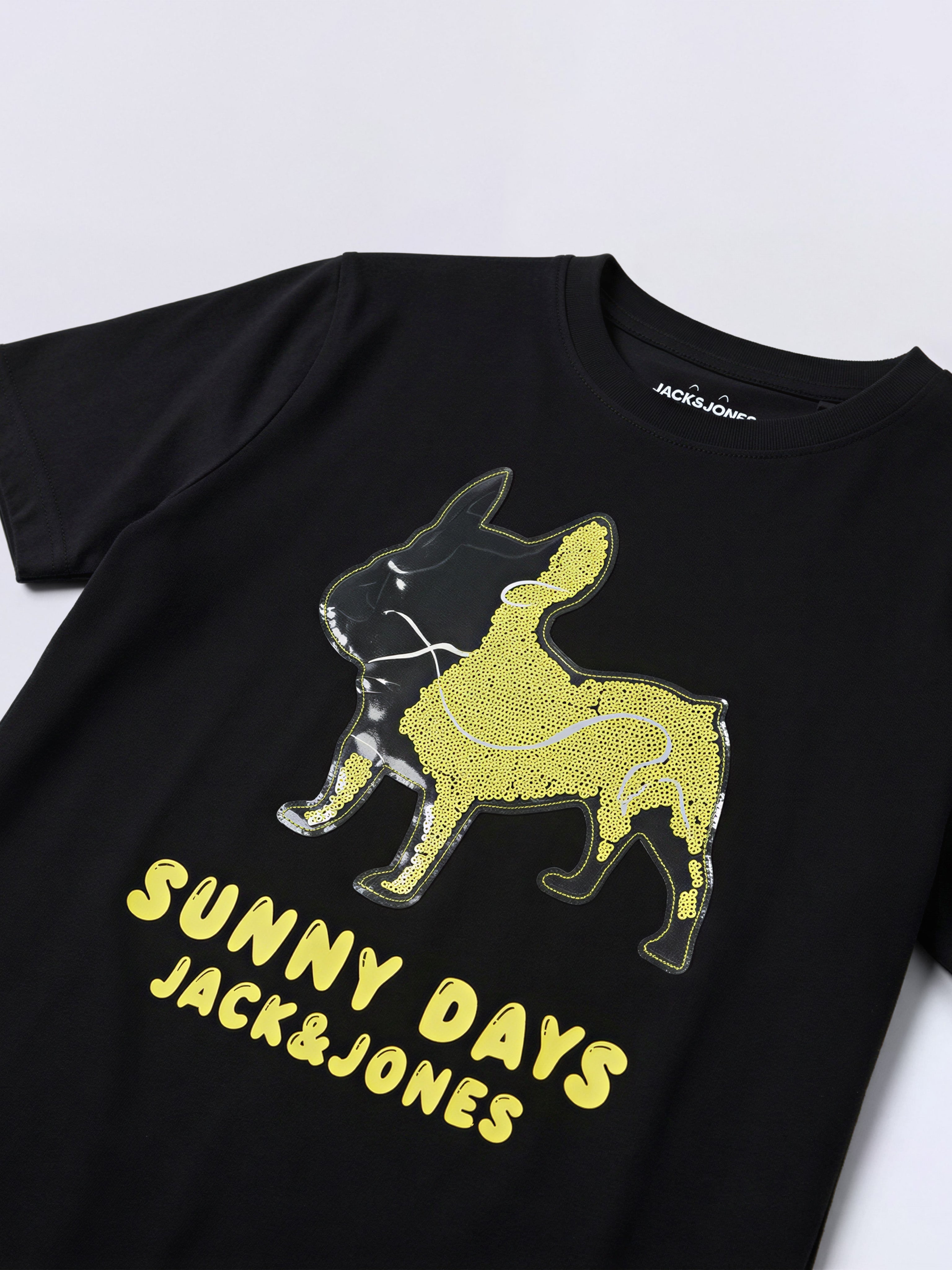 Boys Black Interactive Print T-shirt