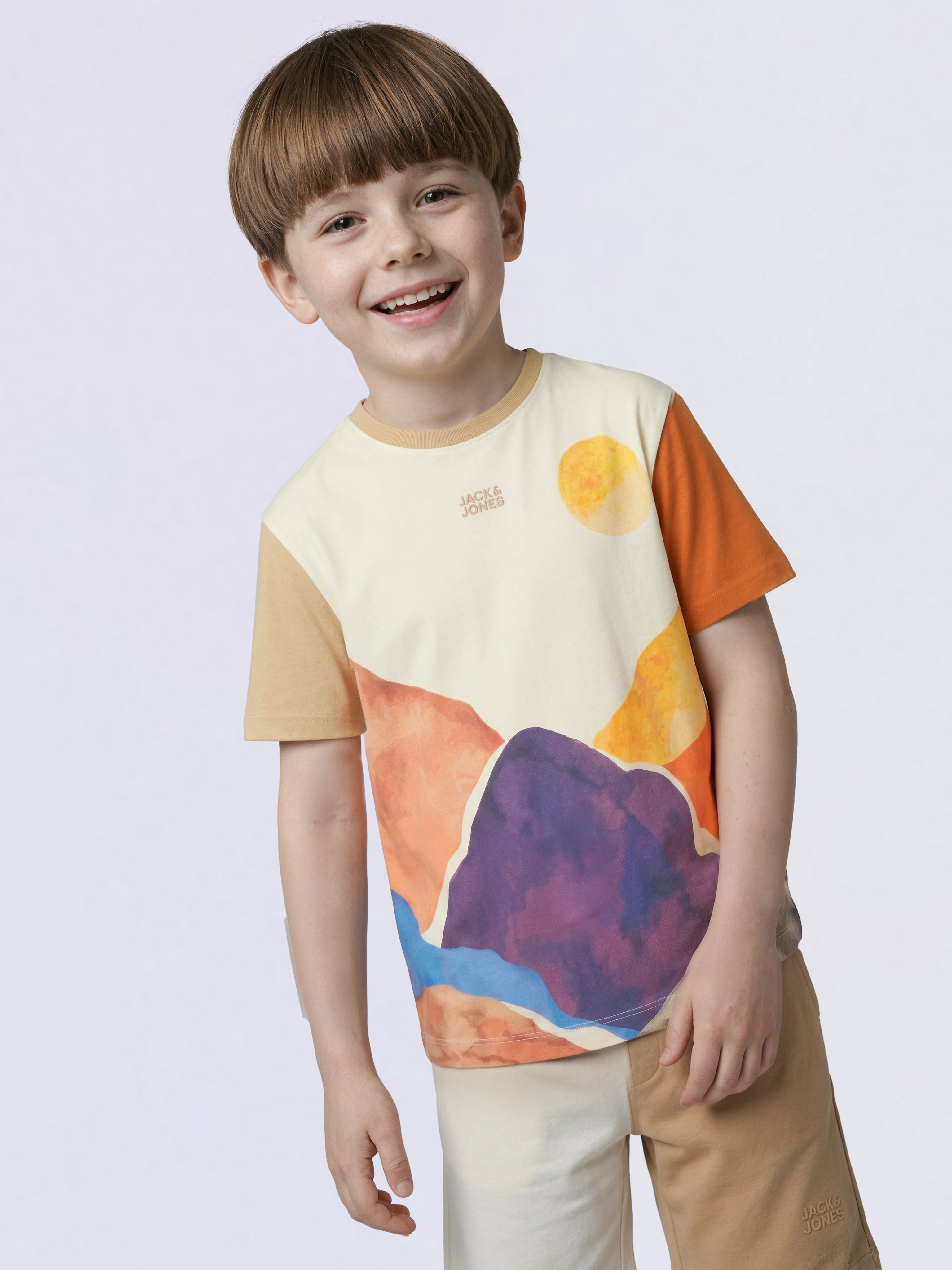 Boys Brown Colourblocked Oversized T-shirt
