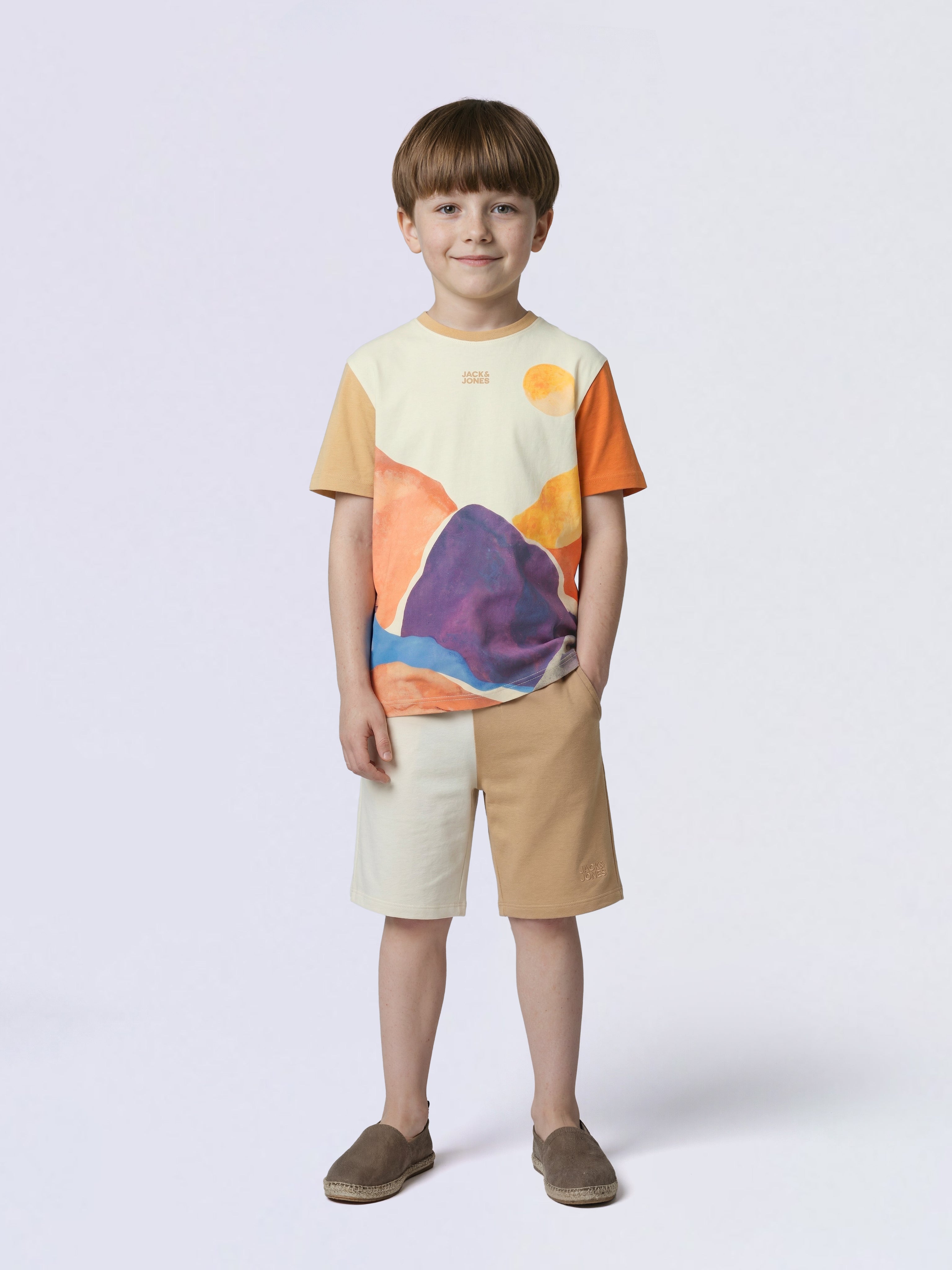 Boys Brown Colourblocked Oversized T-shirt