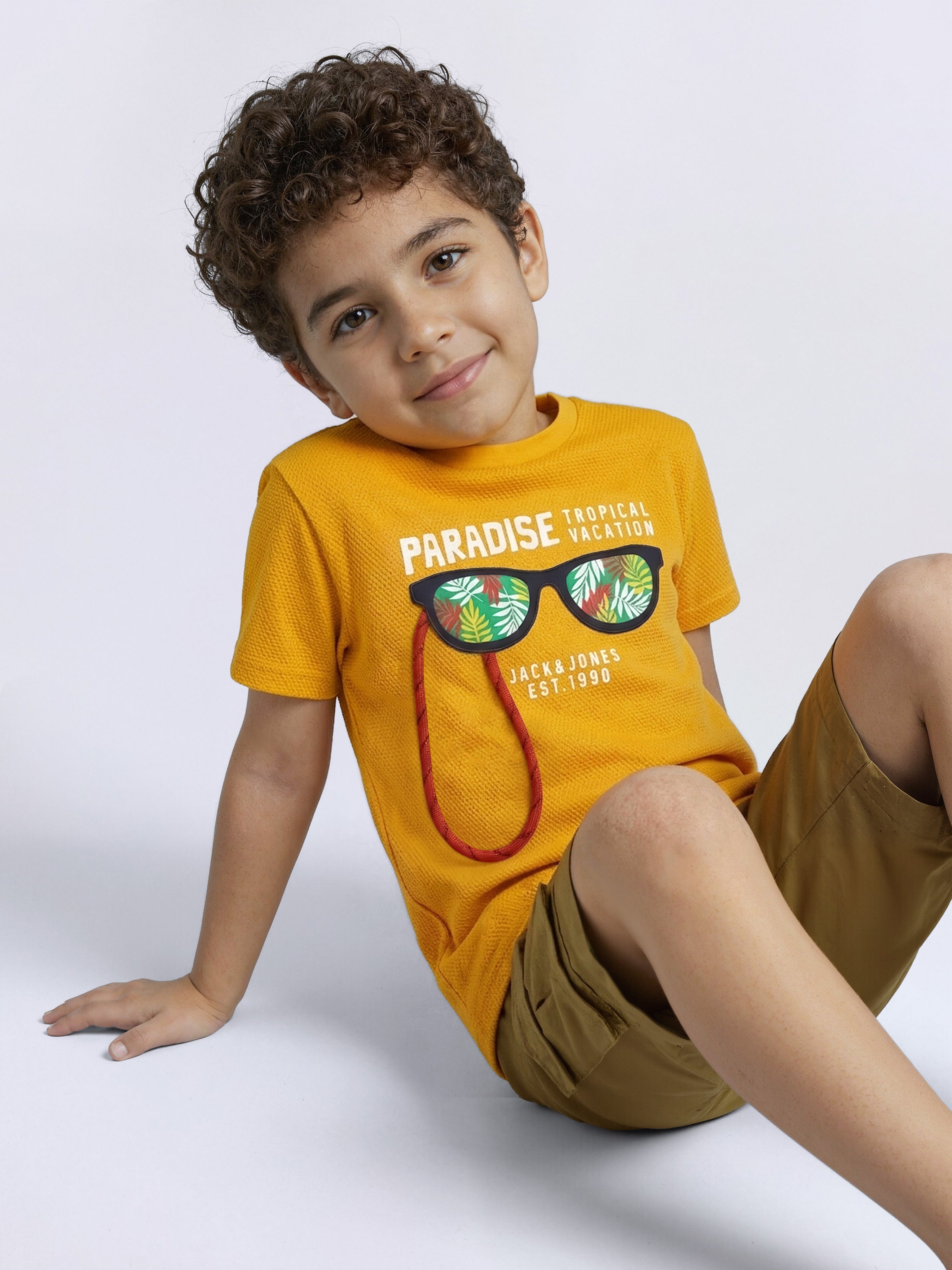 Boys Yellow Interactive Graphic Print T-Shirt