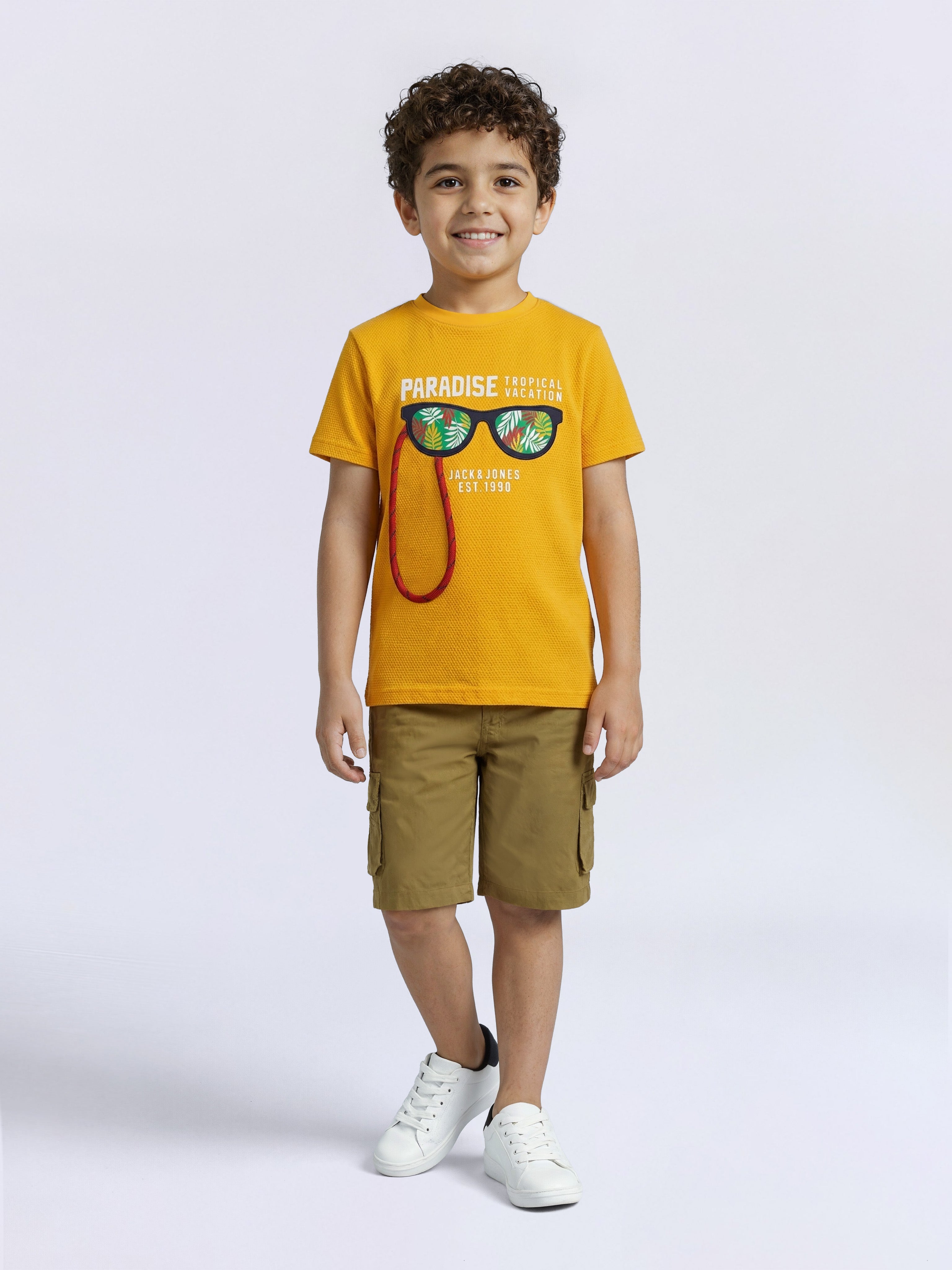 Boys Yellow Interactive Graphic Print T-Shirt
