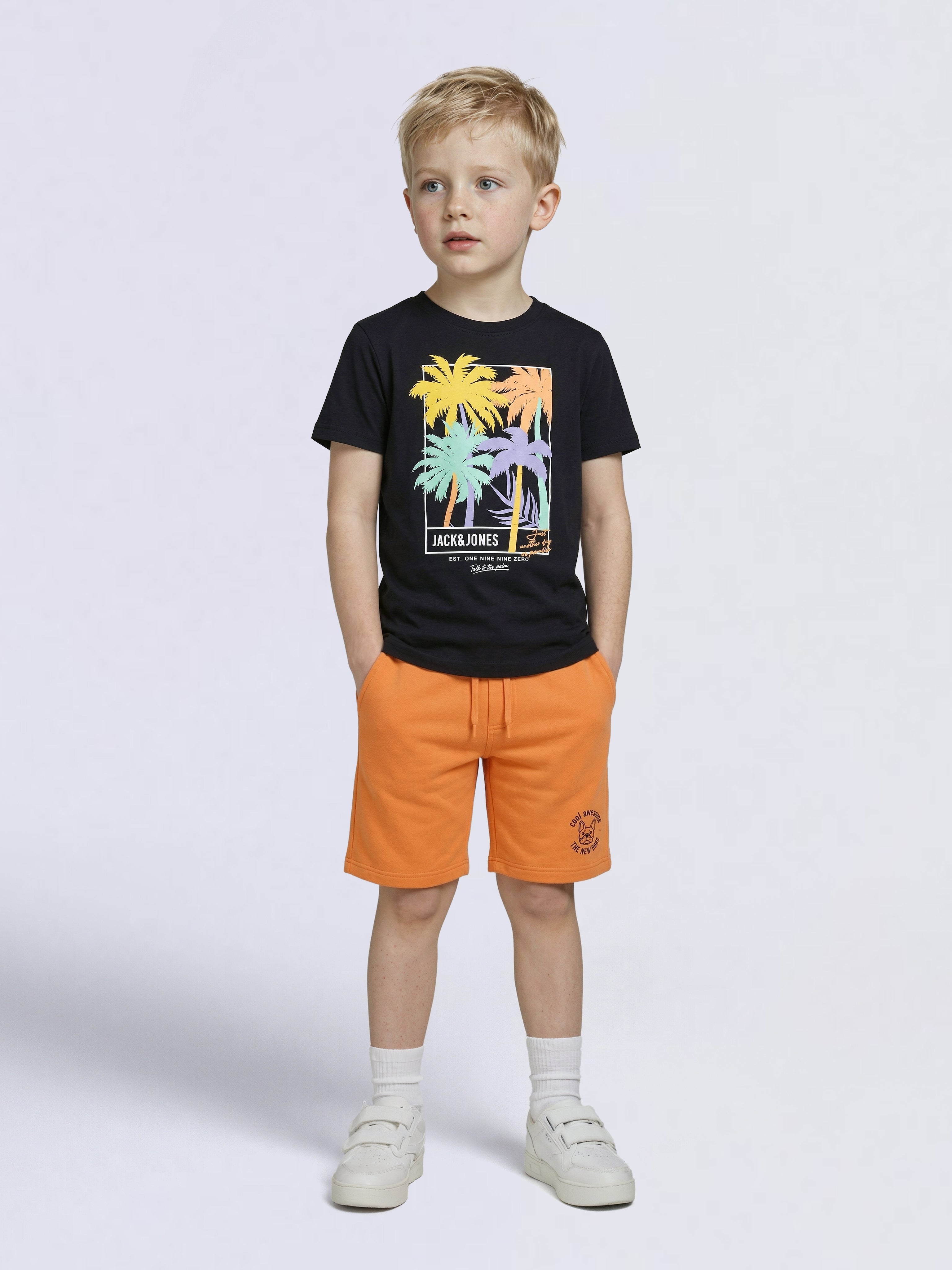 Boys Black Tropical Print T-shirt