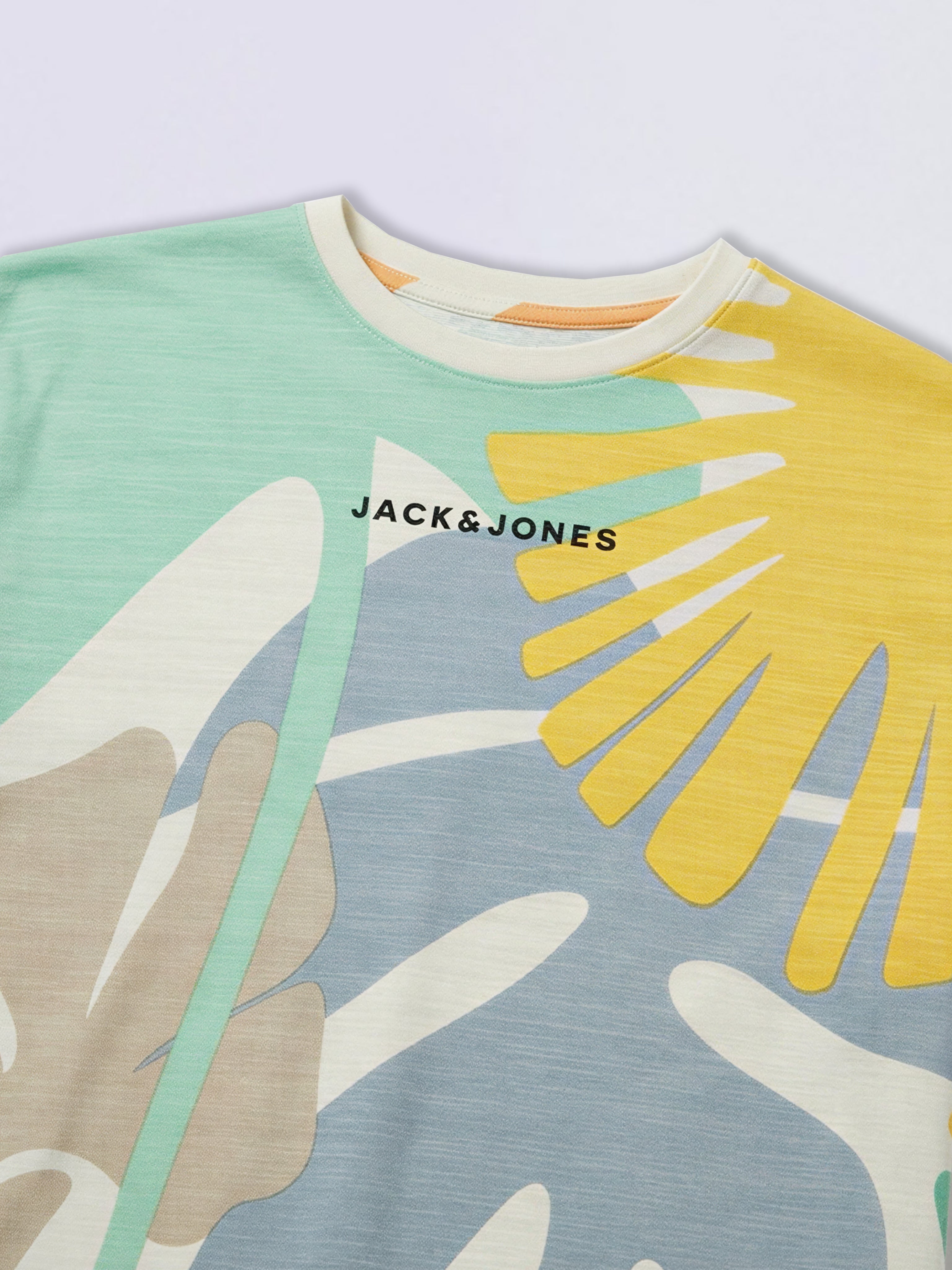 Boys White Tropical Print T-shirt