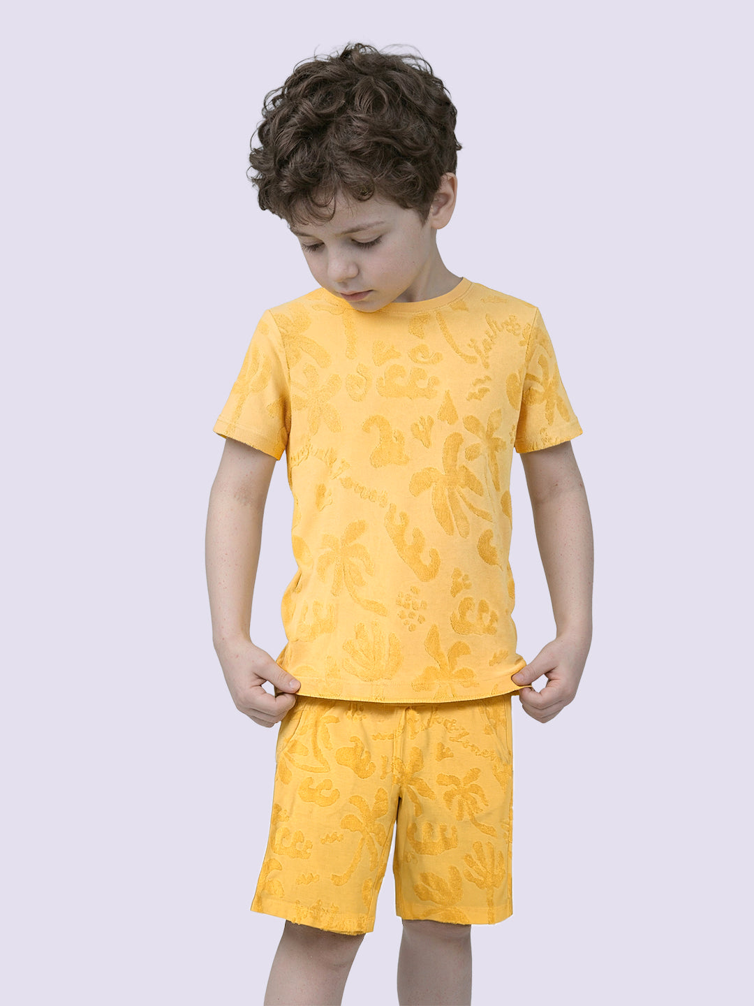 Boys Yellow Tropical Print T-shirt