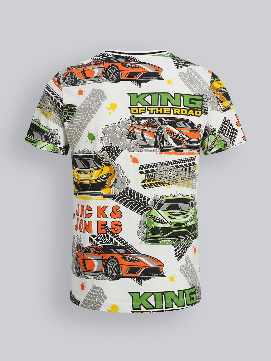 Boys White Printed Cotton T-shirt