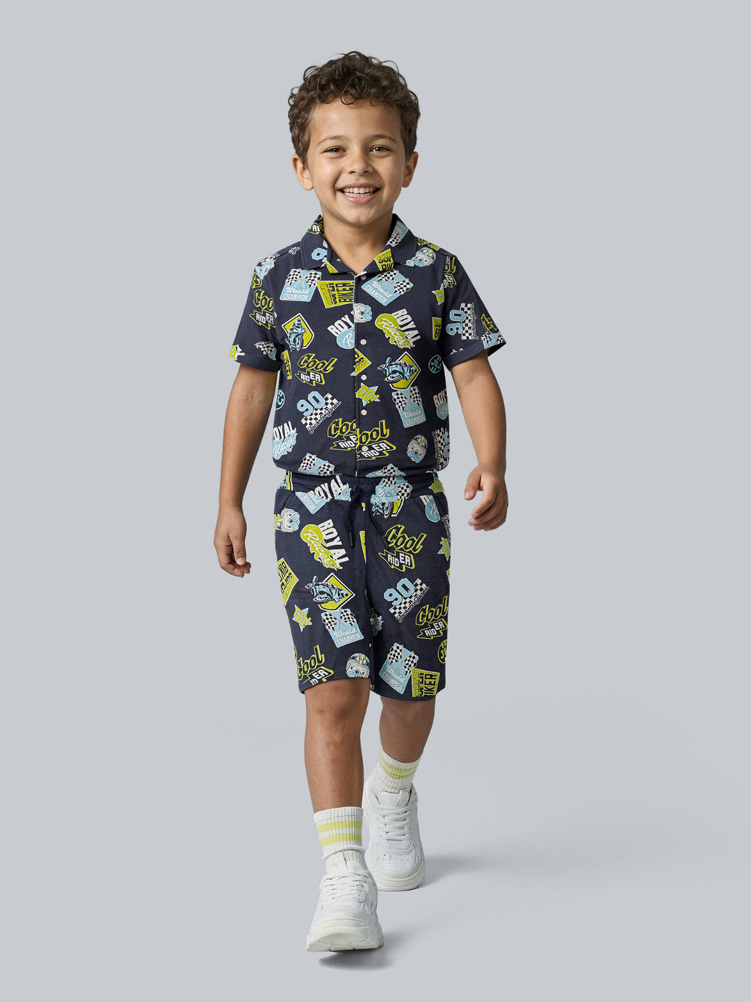 Boys Racing Print Casual Shorts