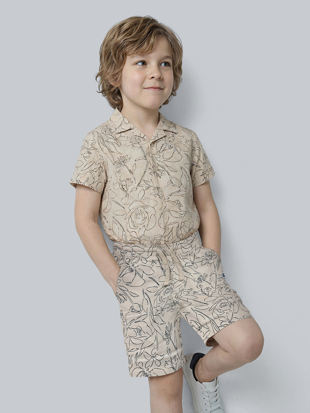 Boys Floral Drawstring Shorts