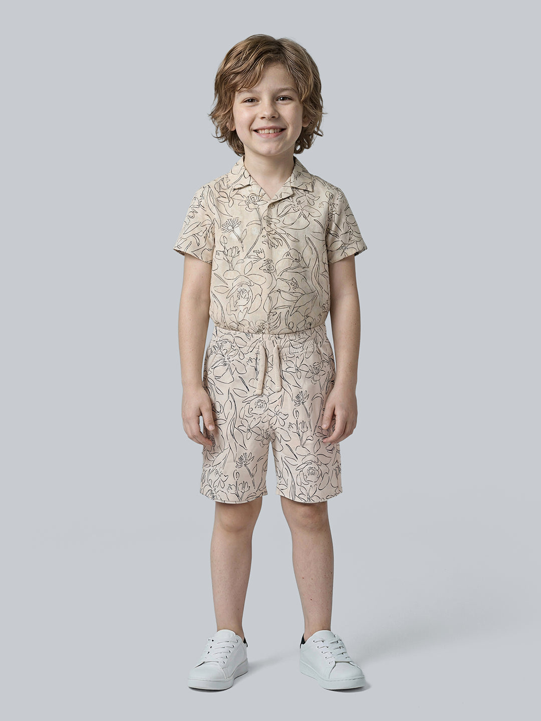 Boys Floral Drawstring Shorts