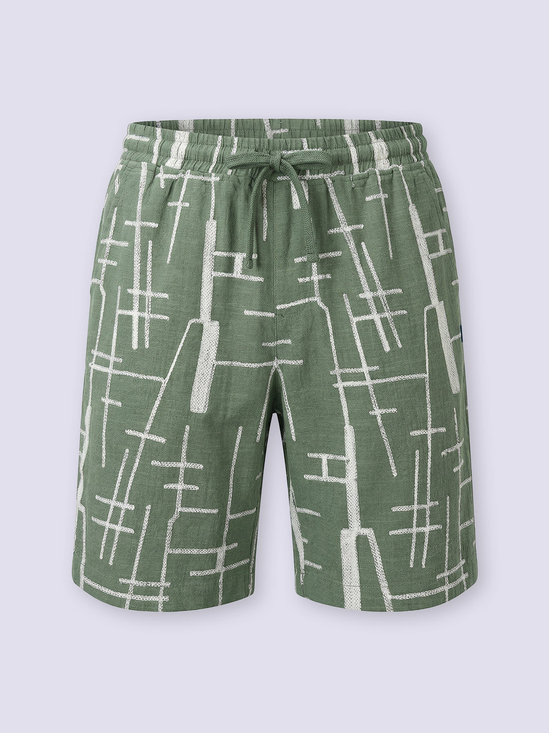 Boys Green Embroidered Cotton Shorts