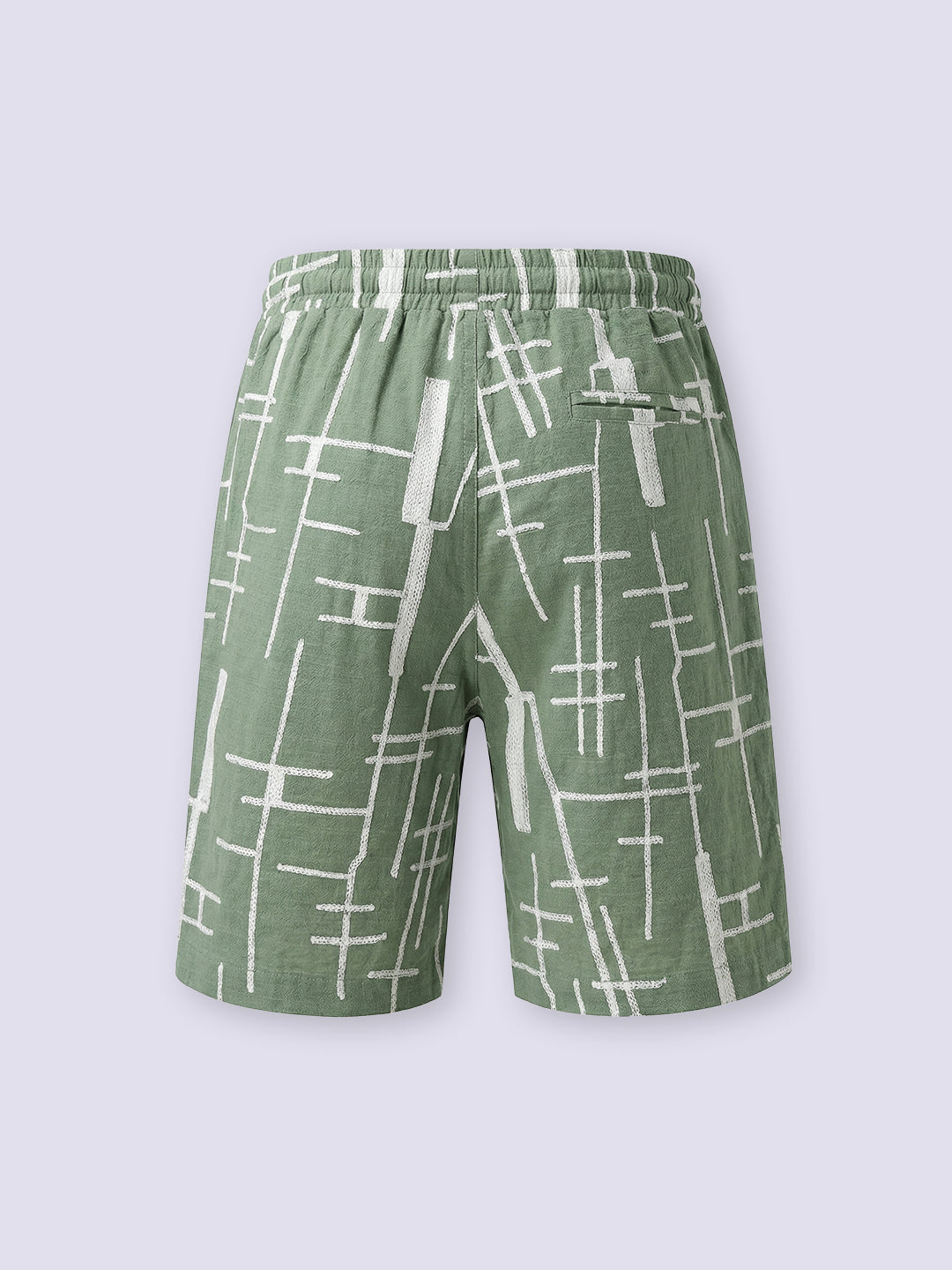 Boys Green Embroidered Cotton Shorts