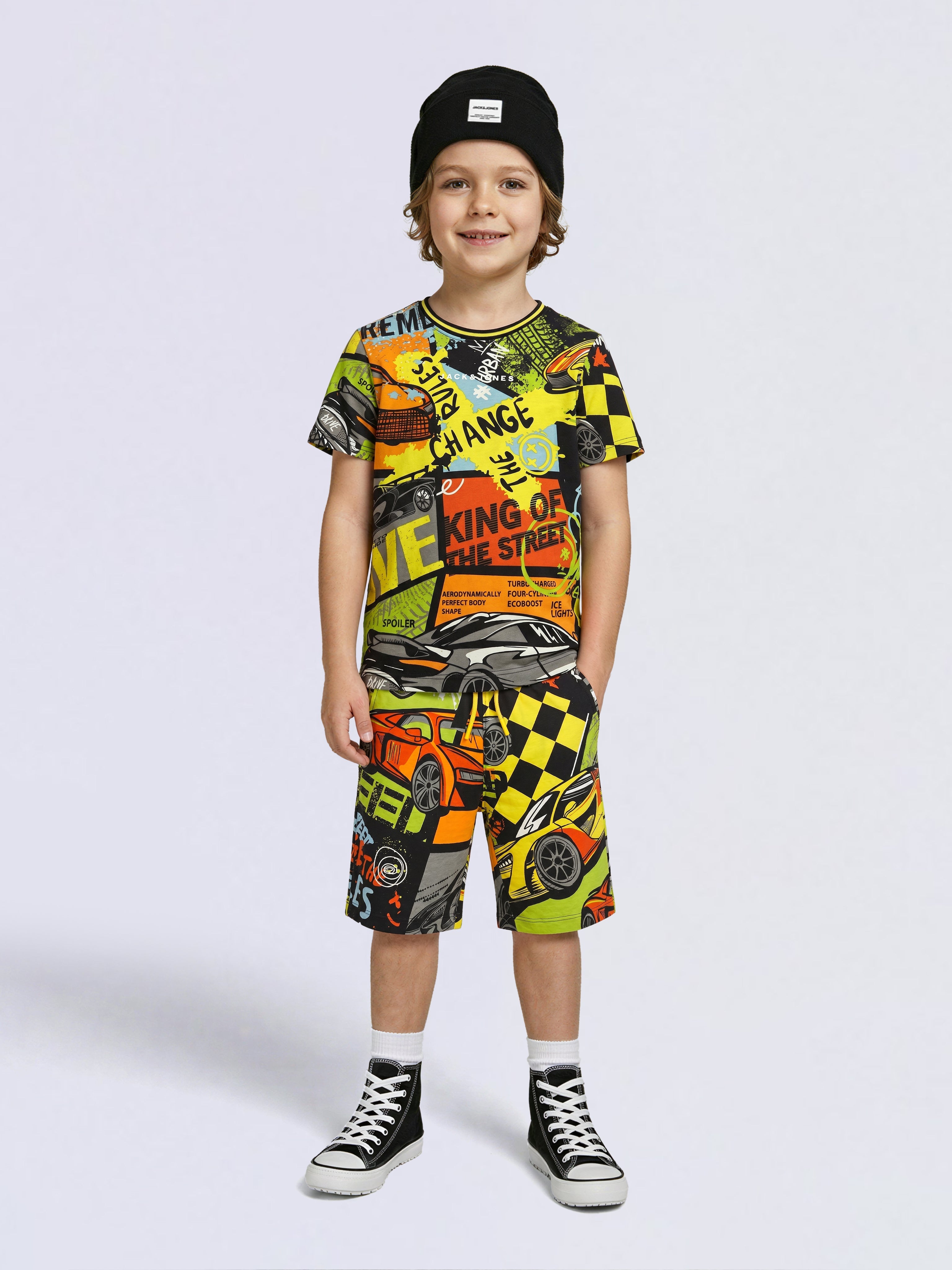 Boys Black Printed Shorts