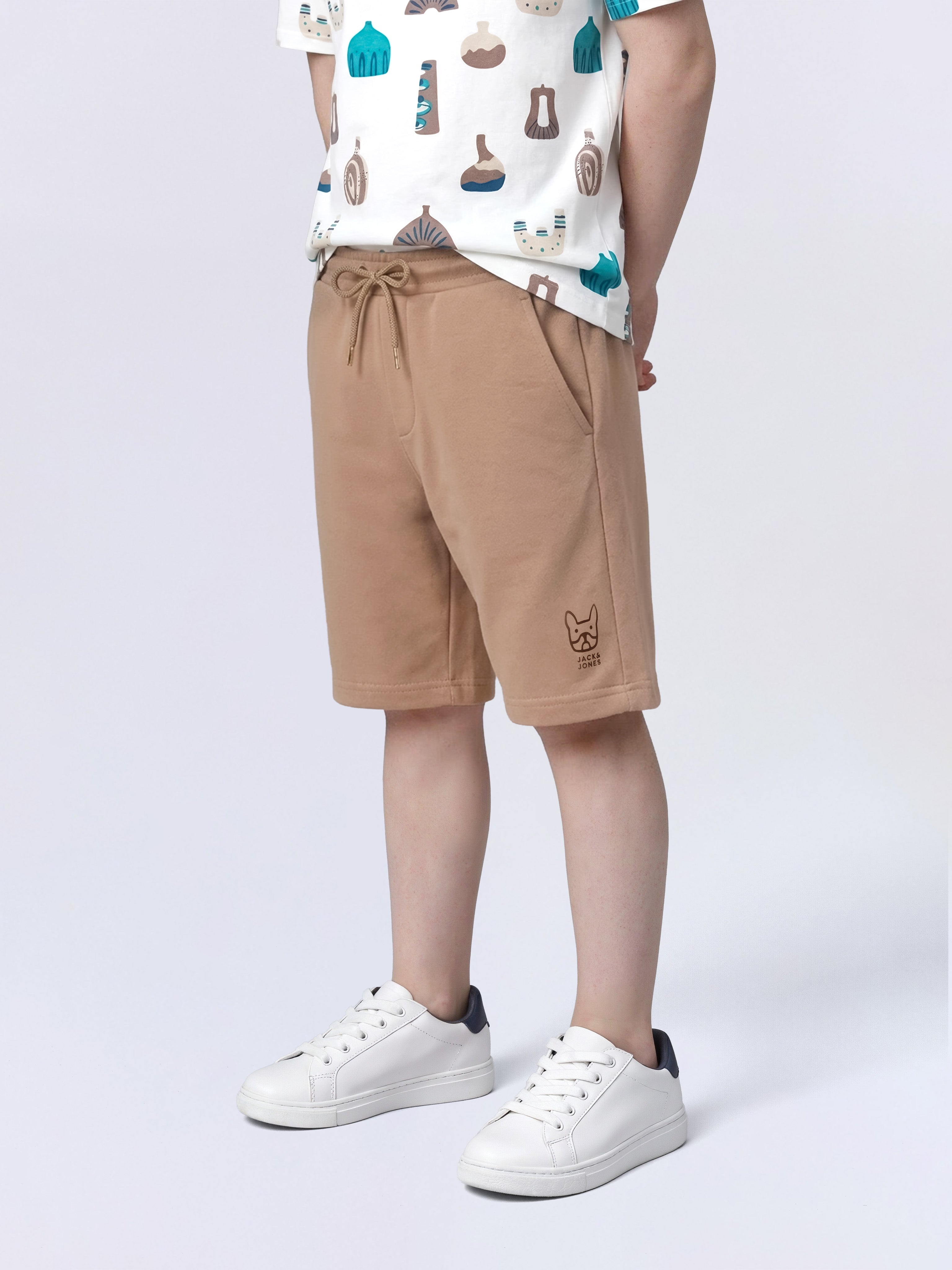 Boys Brown Cotton Stretch Shorts