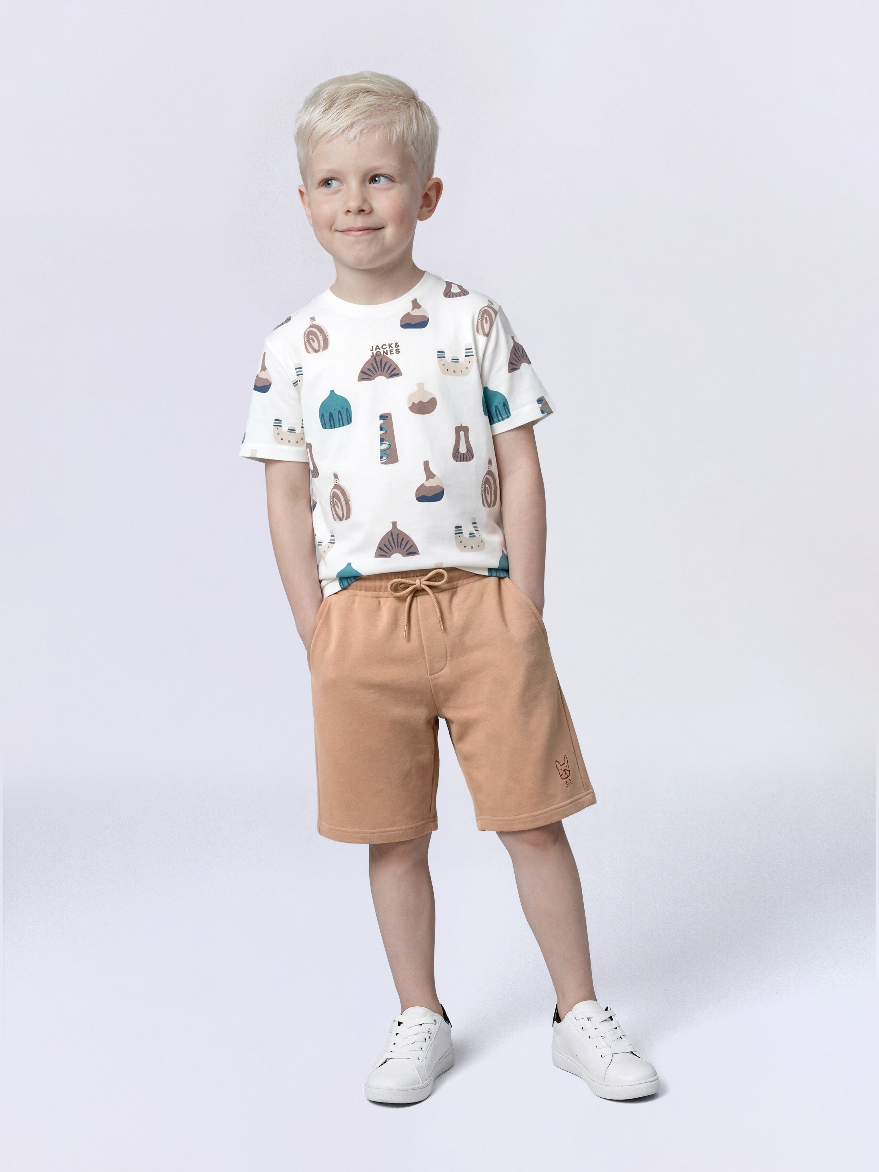 Boys Brown Cotton Stretch Shorts