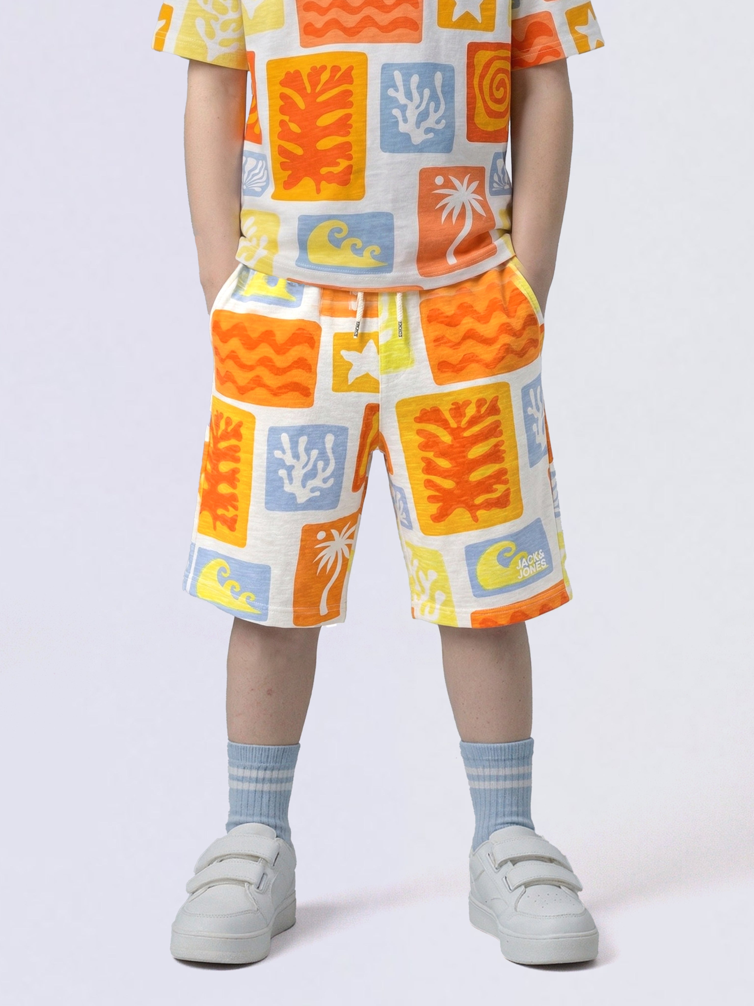 Boys Orange Colourblocked Shorts