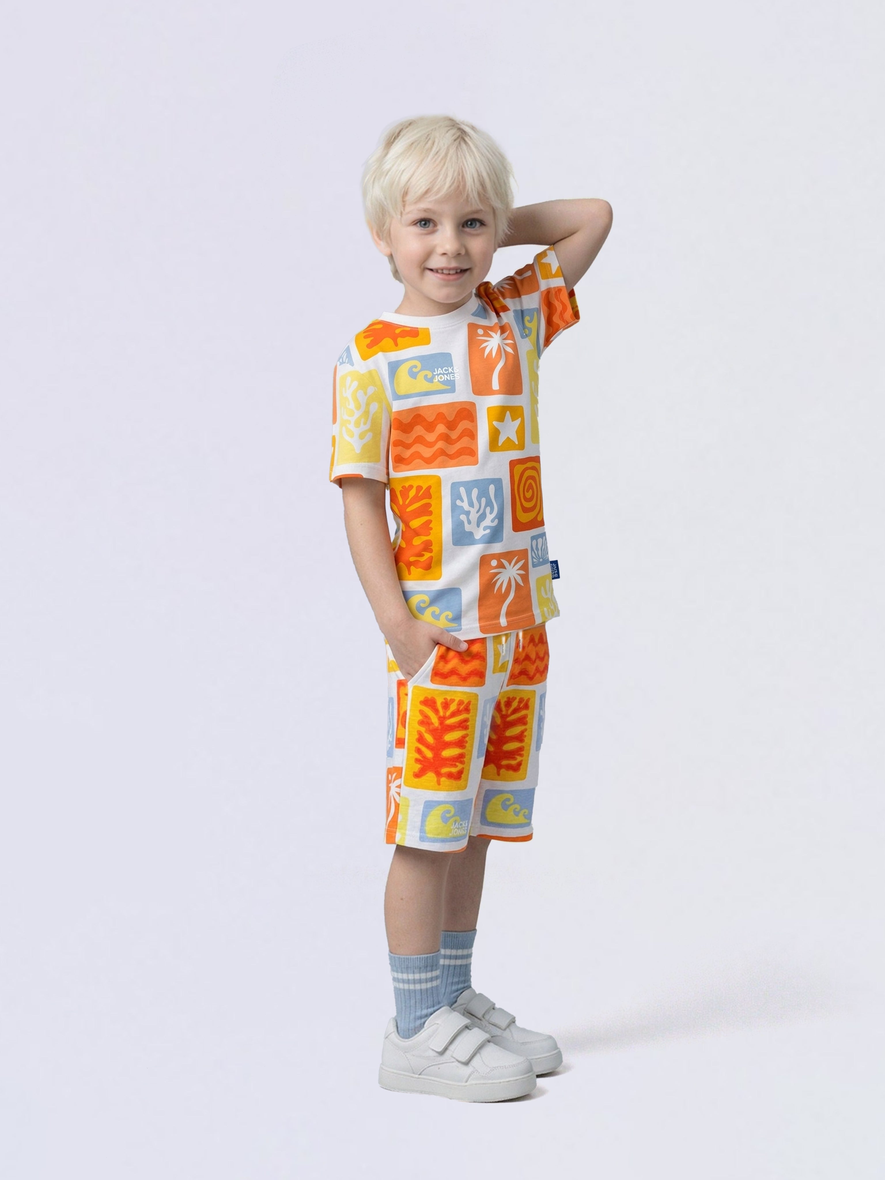 Boys Orange Colourblocked Shorts