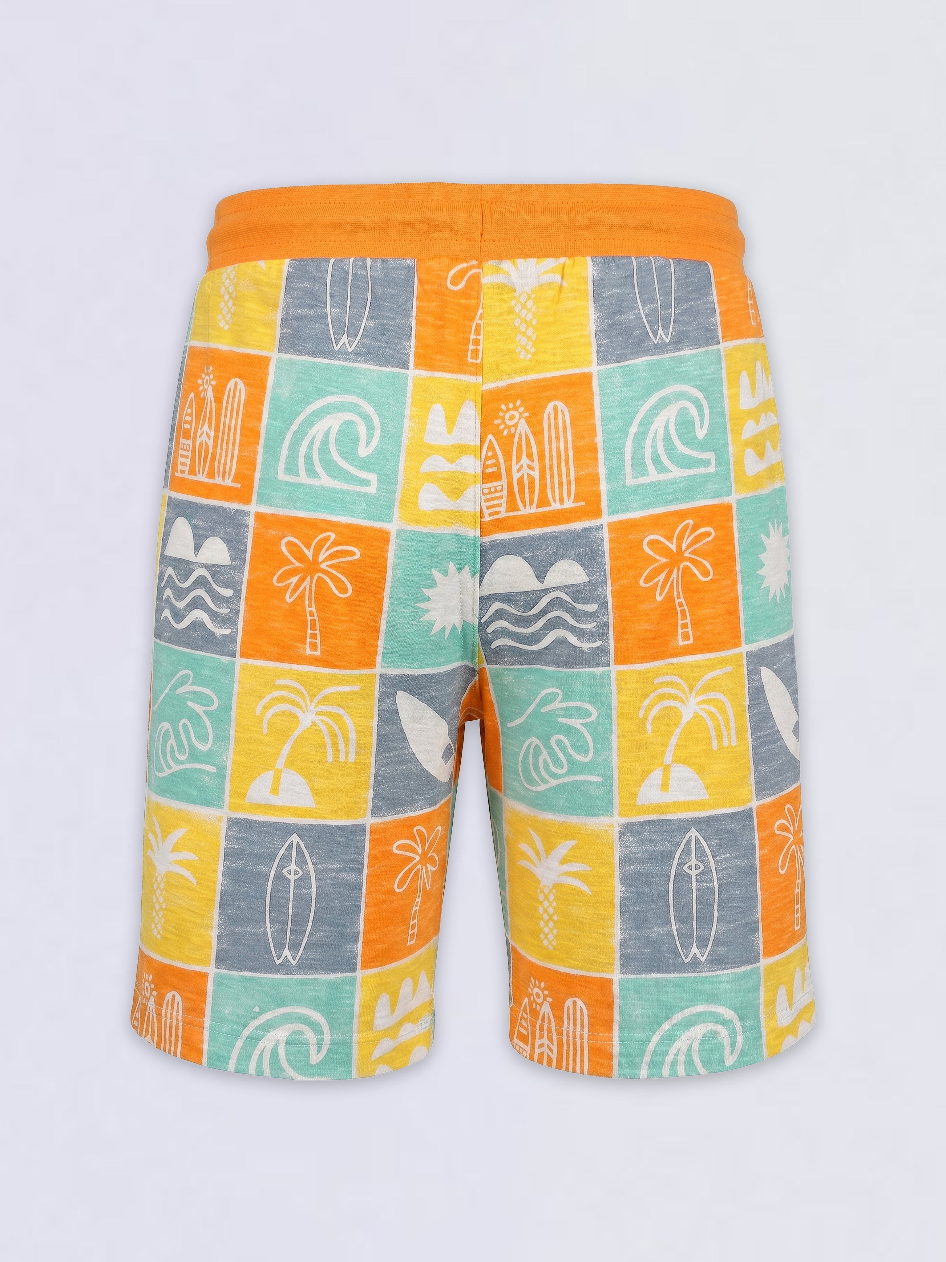 Boys Orange Printed Shorts