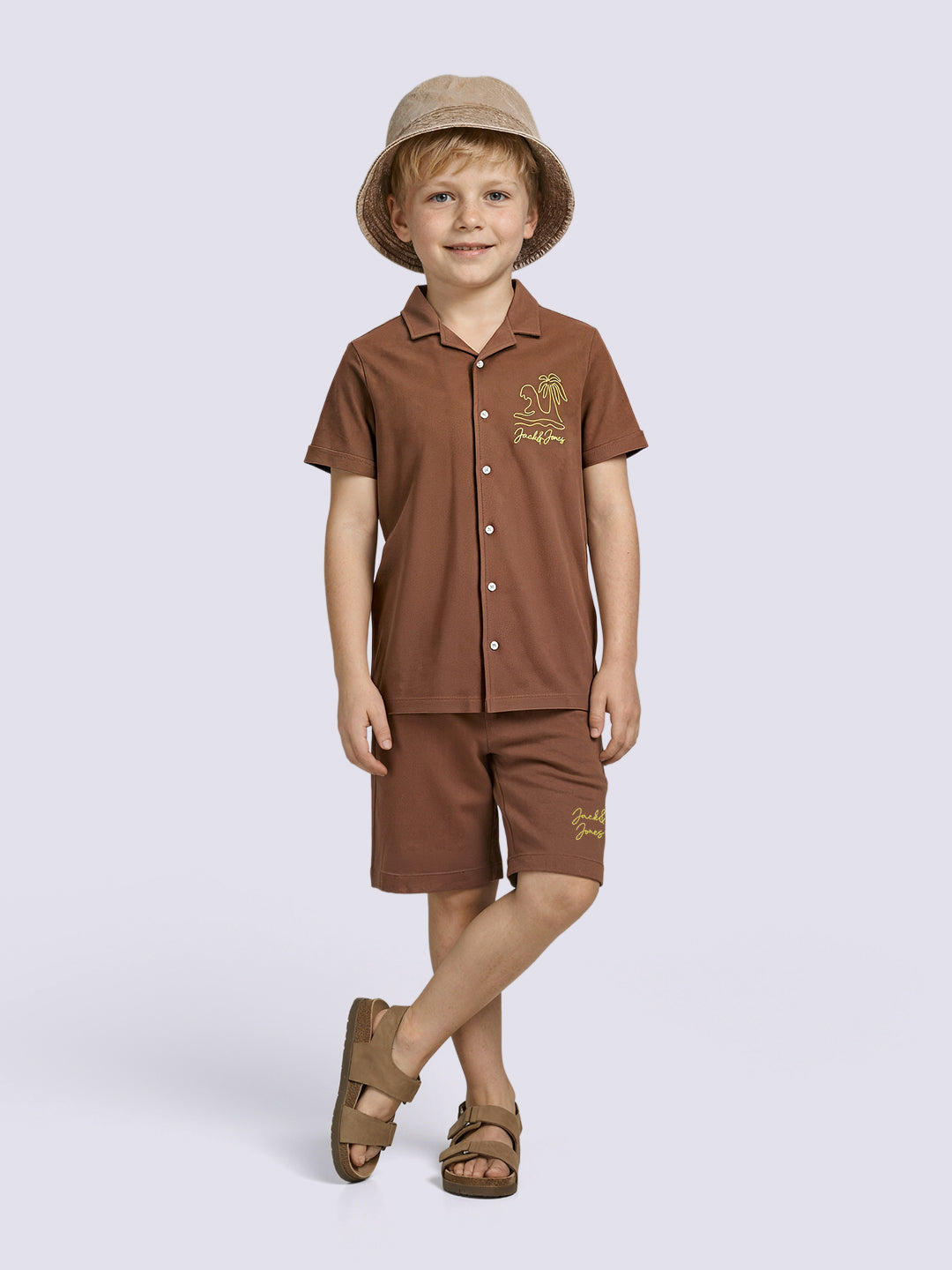 Boys Dark Brown Cotton Shorts