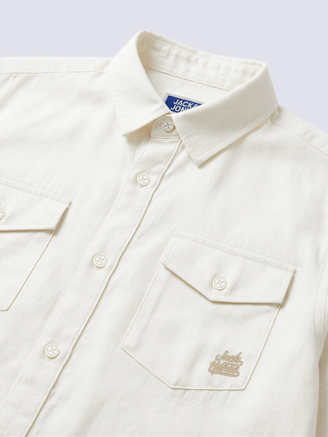 Boys Linen Blend Regular Fit Shirt - Off-White