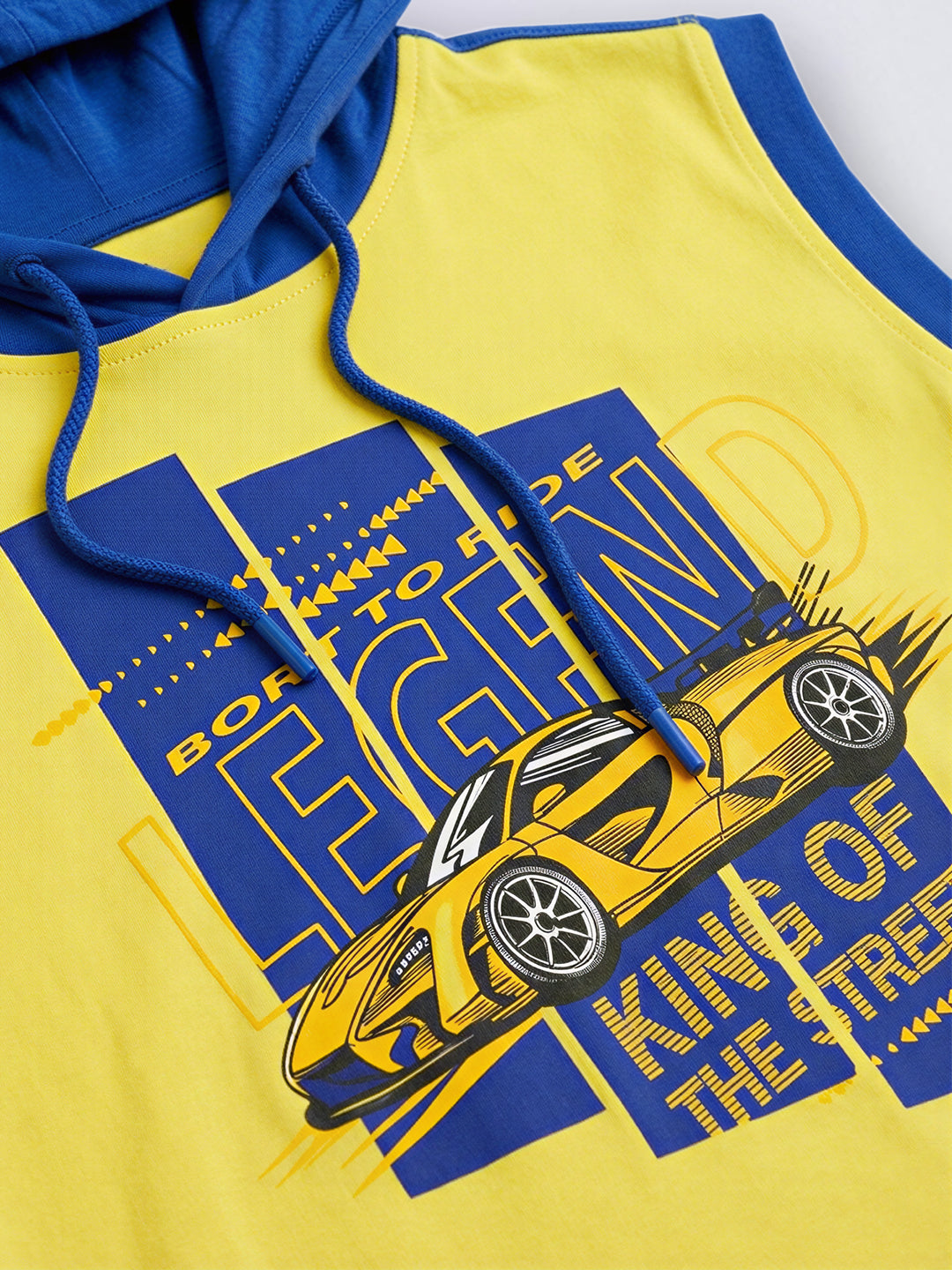 Boys Yellow Colourblocked Hooded T-shirt