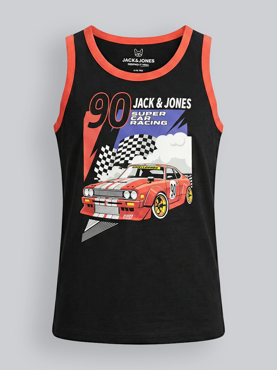 Boys Black Racing Graphic Tank Top