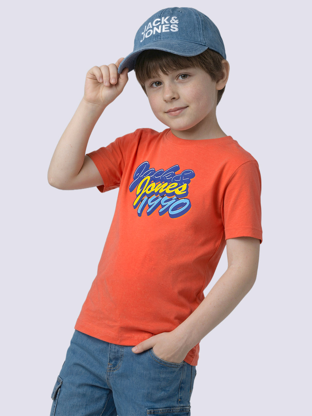 Boys Red Printed Cotton T-Shirt