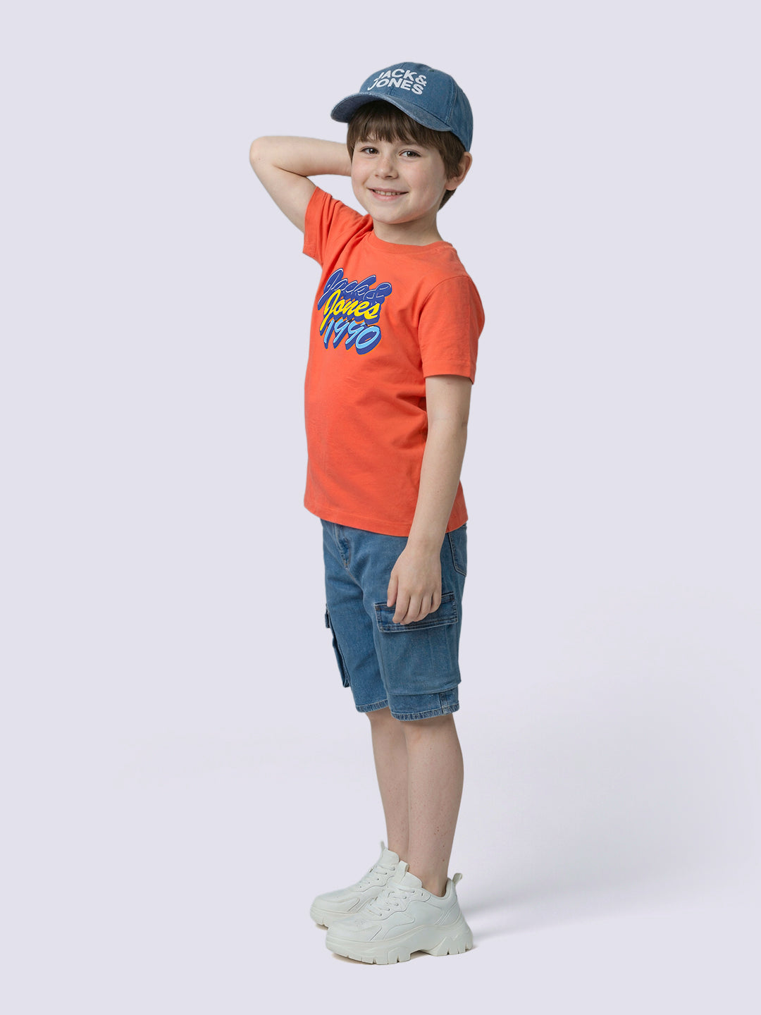 Boys Red Printed Cotton T-Shirt