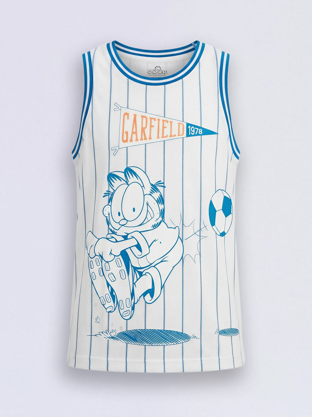 Boys White Striped Sleeveless T-shirt