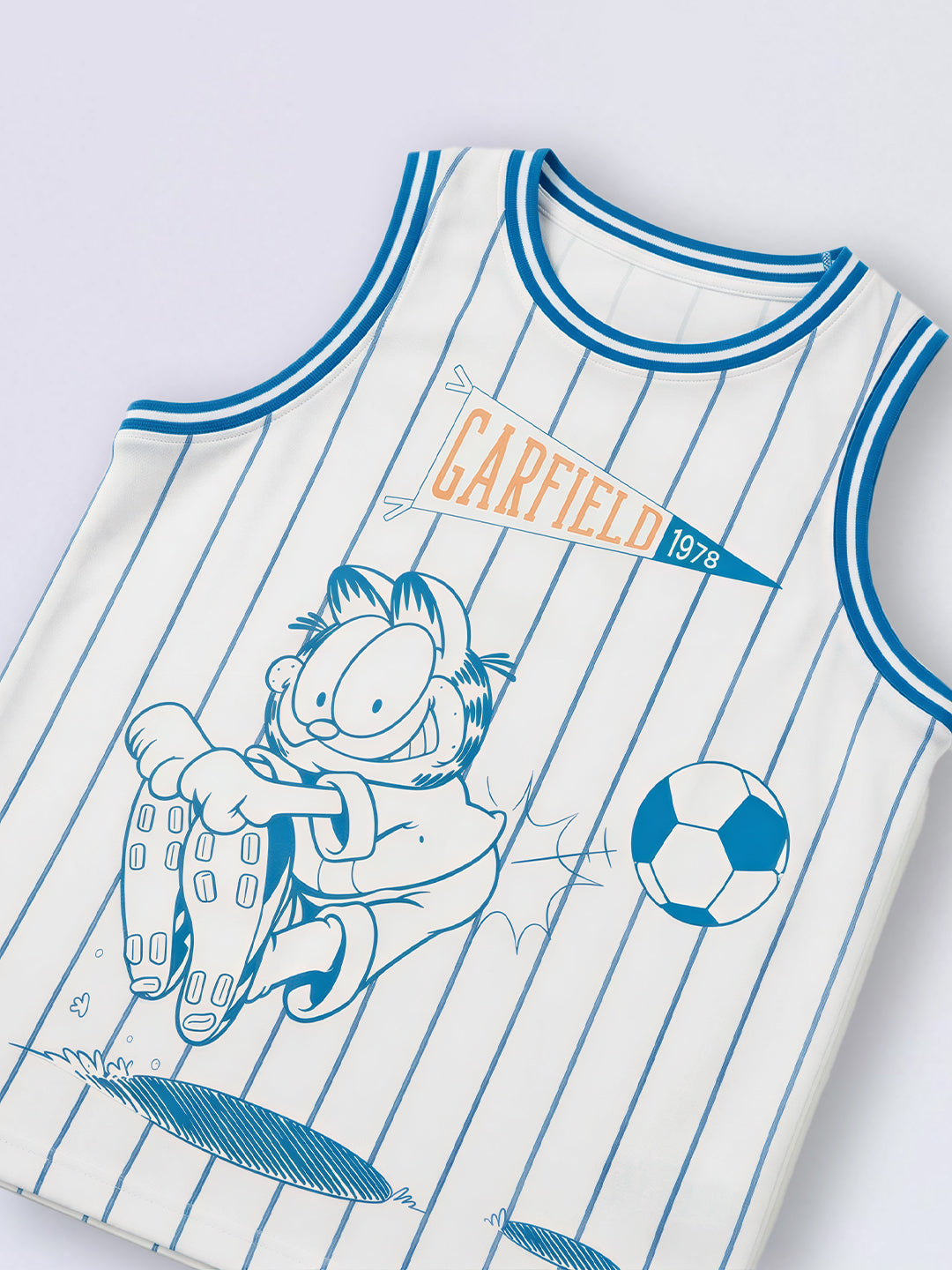 Boys White Striped Sleeveless T-shirt