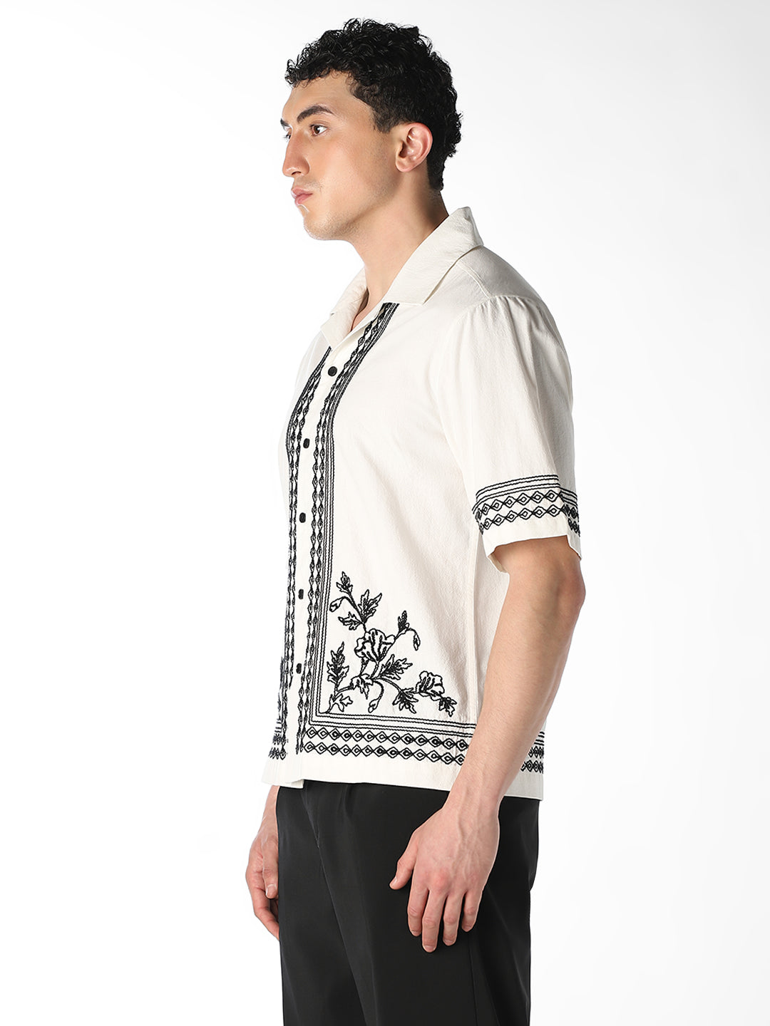 White Embroidered Oversized Shirt