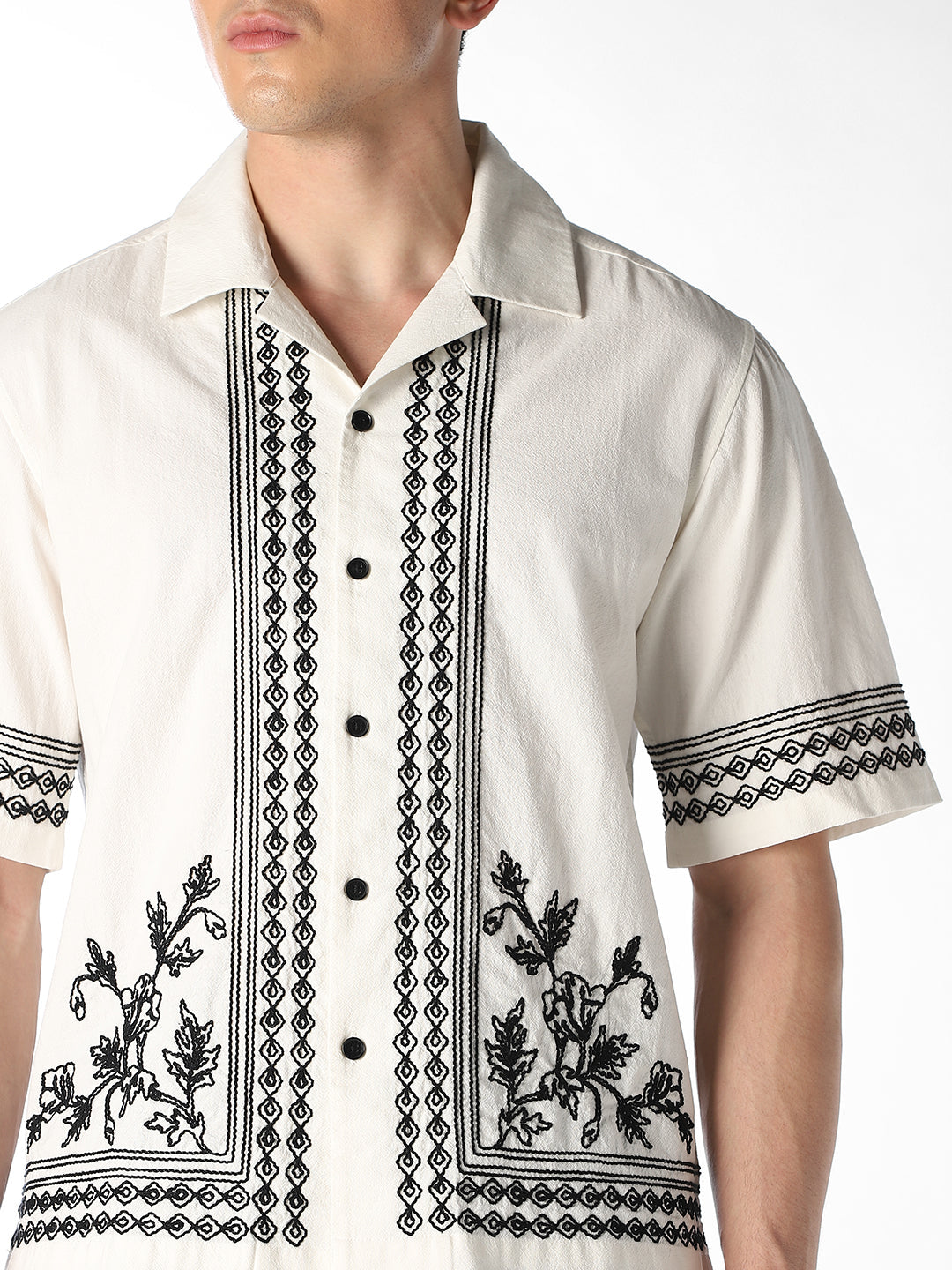 White Embroidered Oversized Shirt