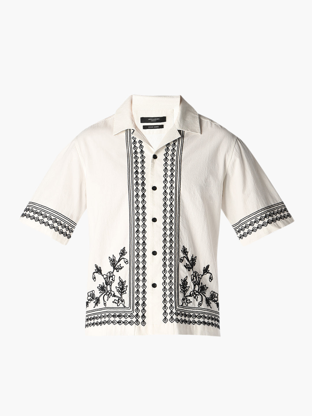 White Embroidered Oversized Shirt