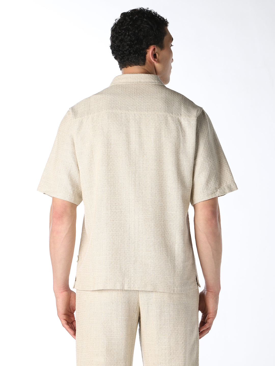 Beige Dobby Oversized Shirt