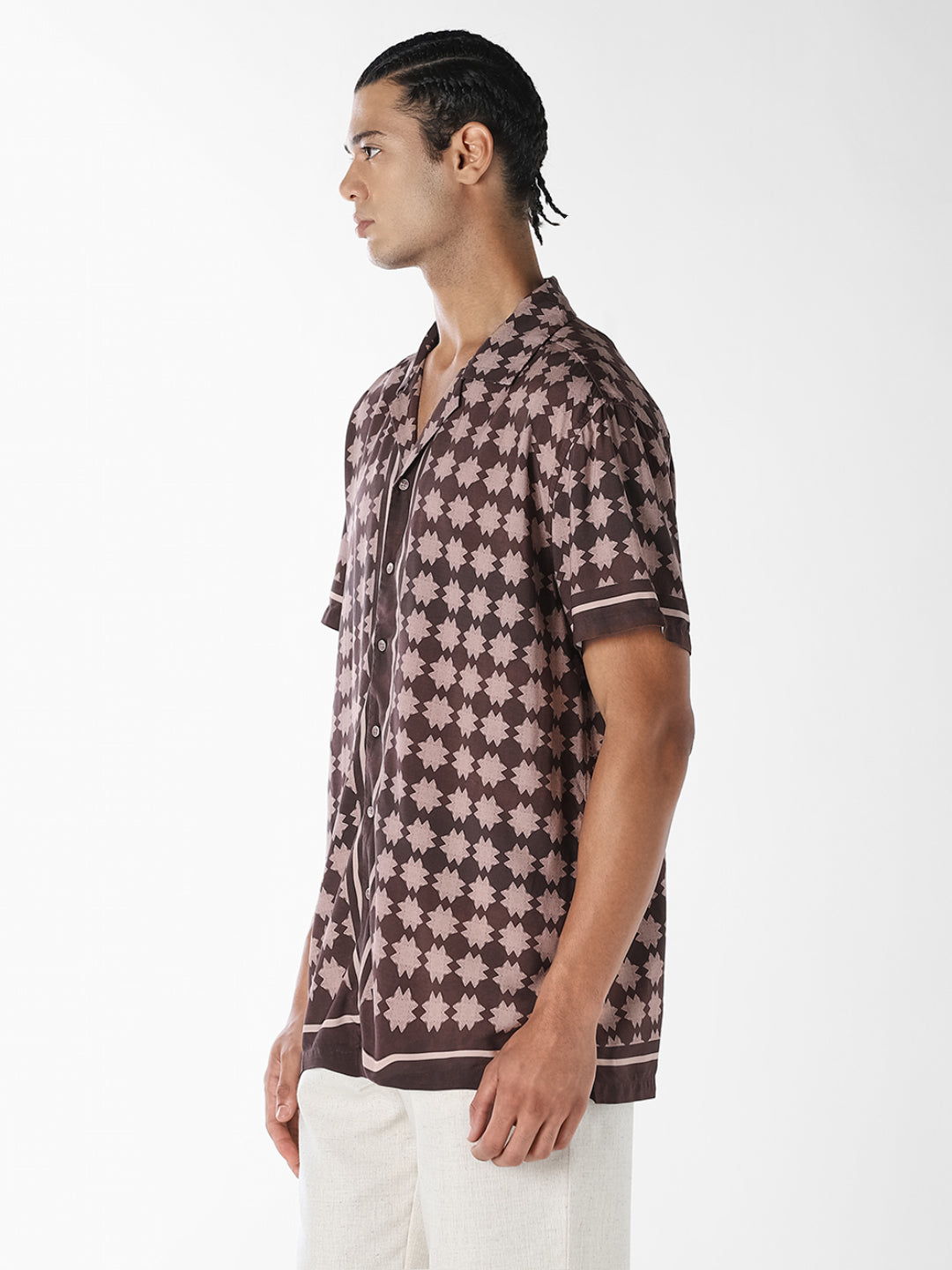 Brown Printed Comfort Fit Shirt