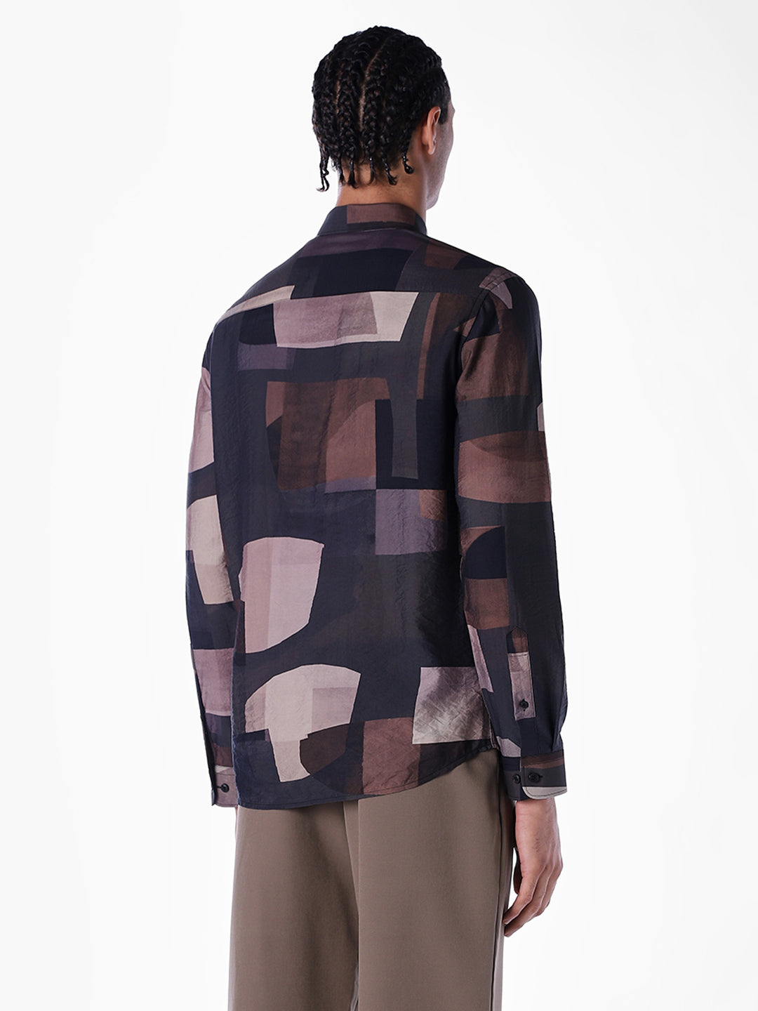 Nylon Blend Printed Slim Fit Shirt