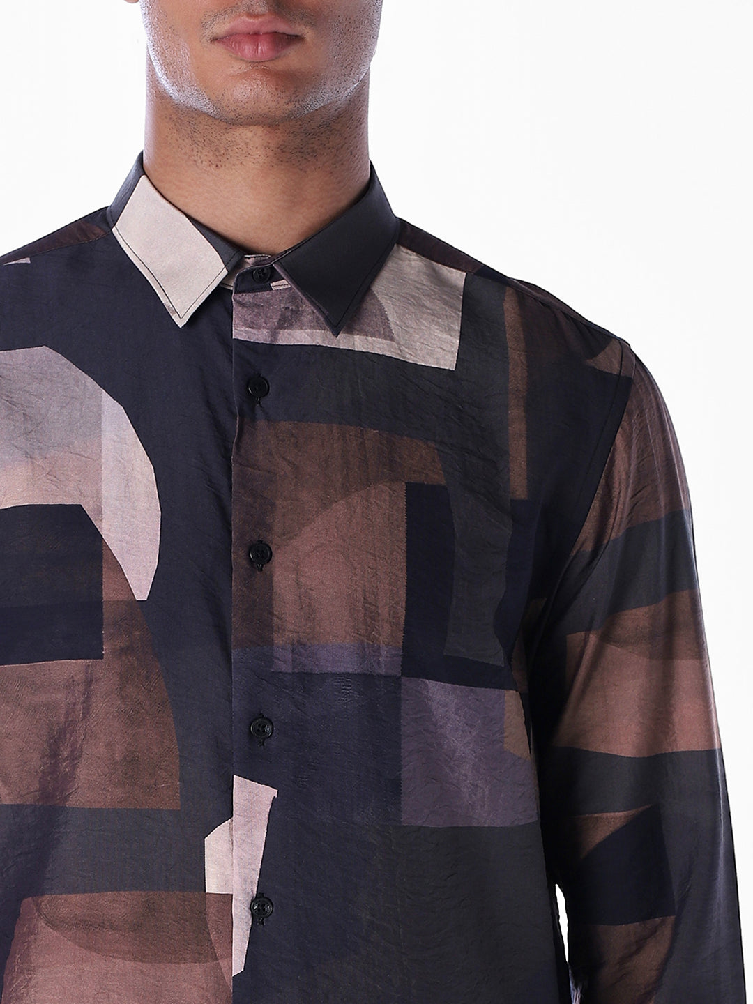 Nylon Blend Printed Slim Fit Shirt