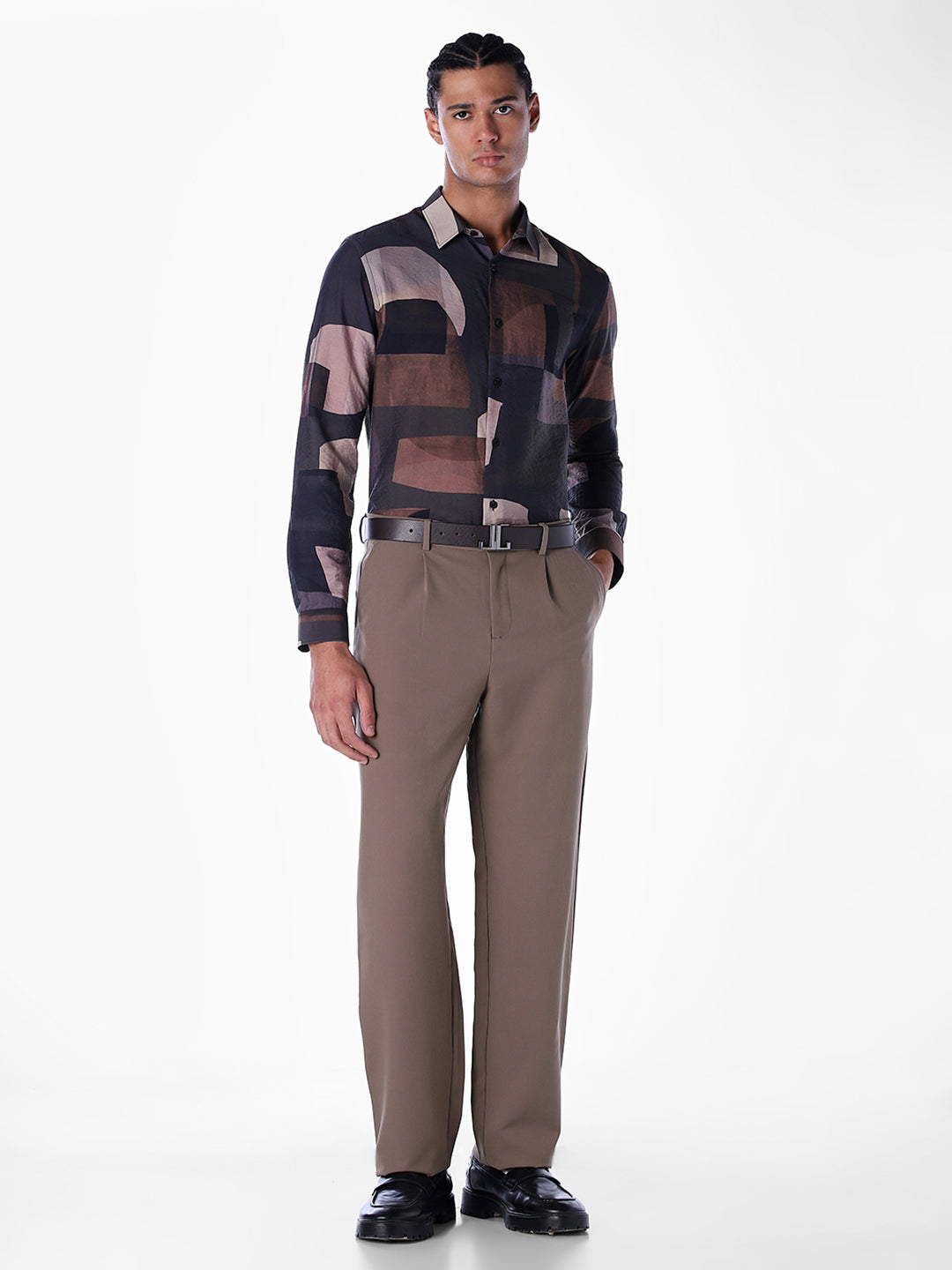 Nylon Blend Printed Slim Fit Shirt