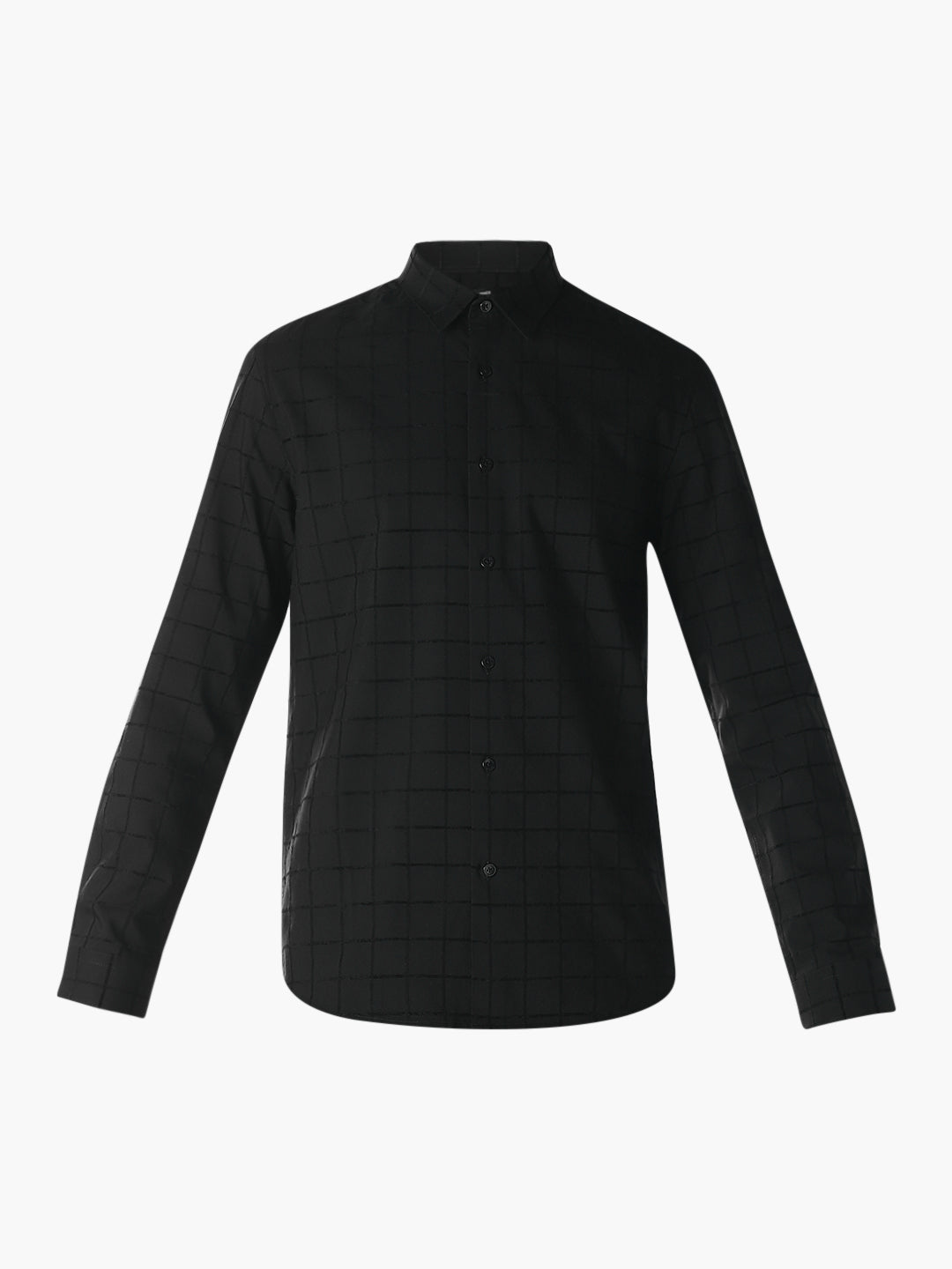 Black Jacquard Check Shirt